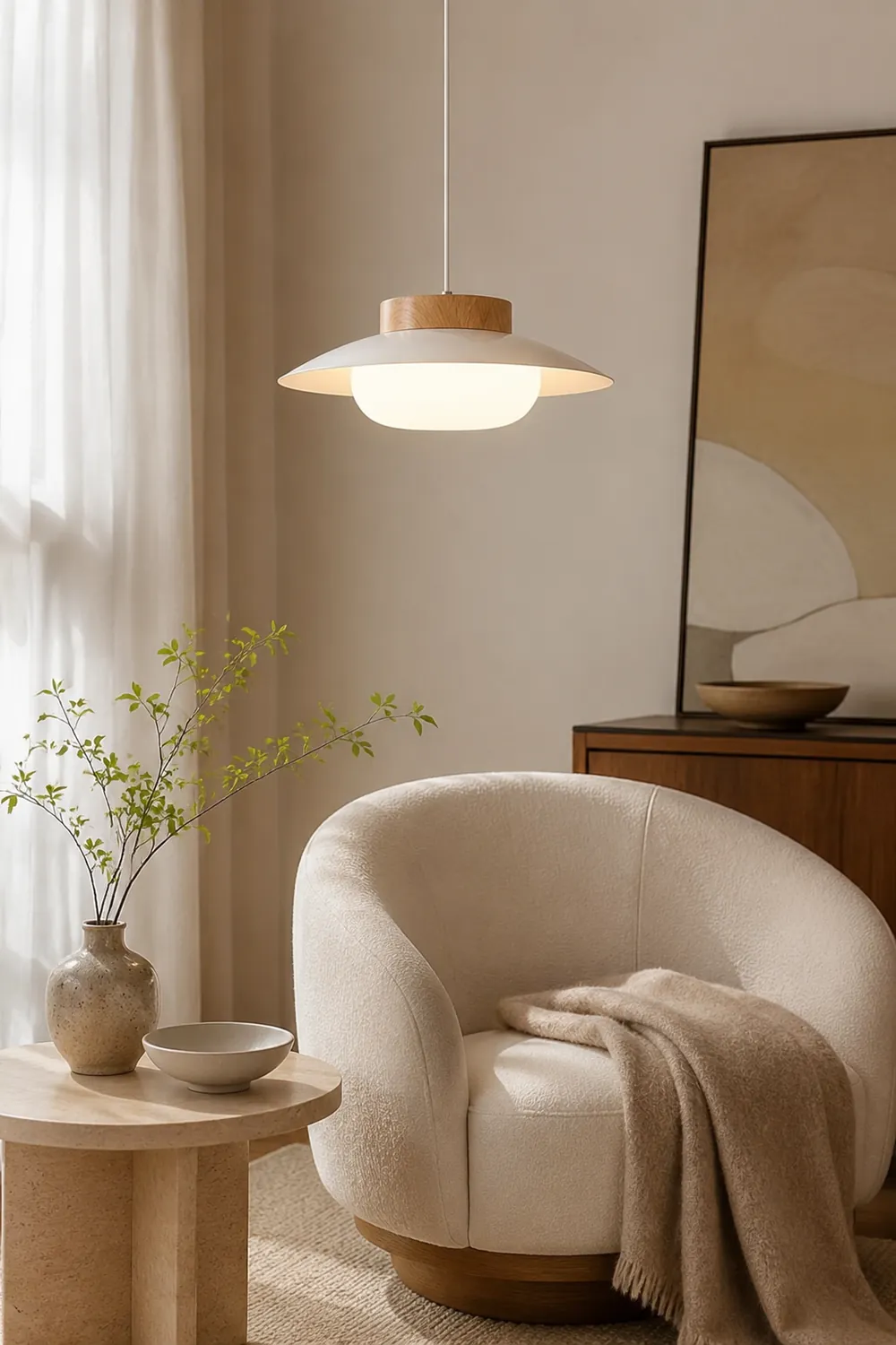 Cream Glutinous Rice Ball Bowl Pendant Light - Lumpaz