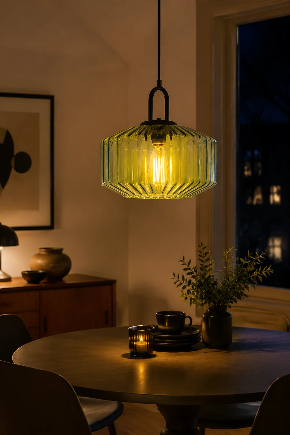 Mid Century Striped Glass Pendant Light - Lumpaz