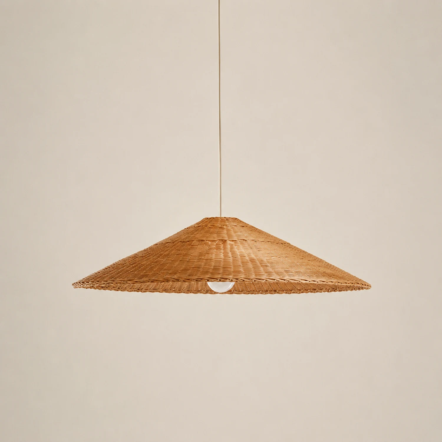 Retro Woven Rattan Cone Pendant Light - Lumpaz
