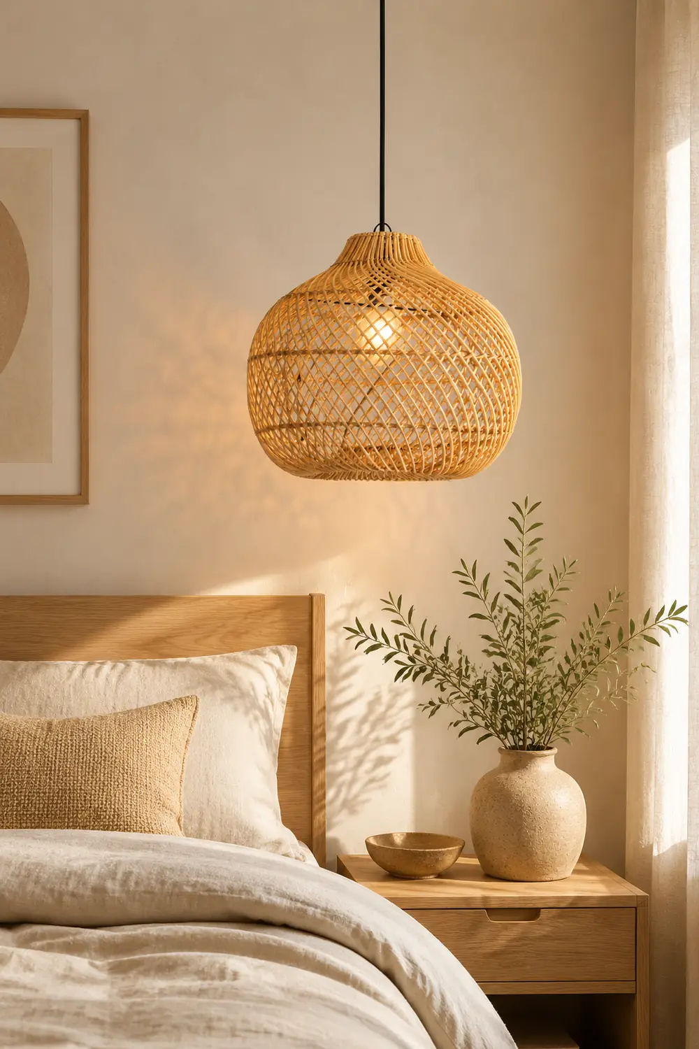 Handmade Wicker Basket Rattan Pendant Light - Lumpaz