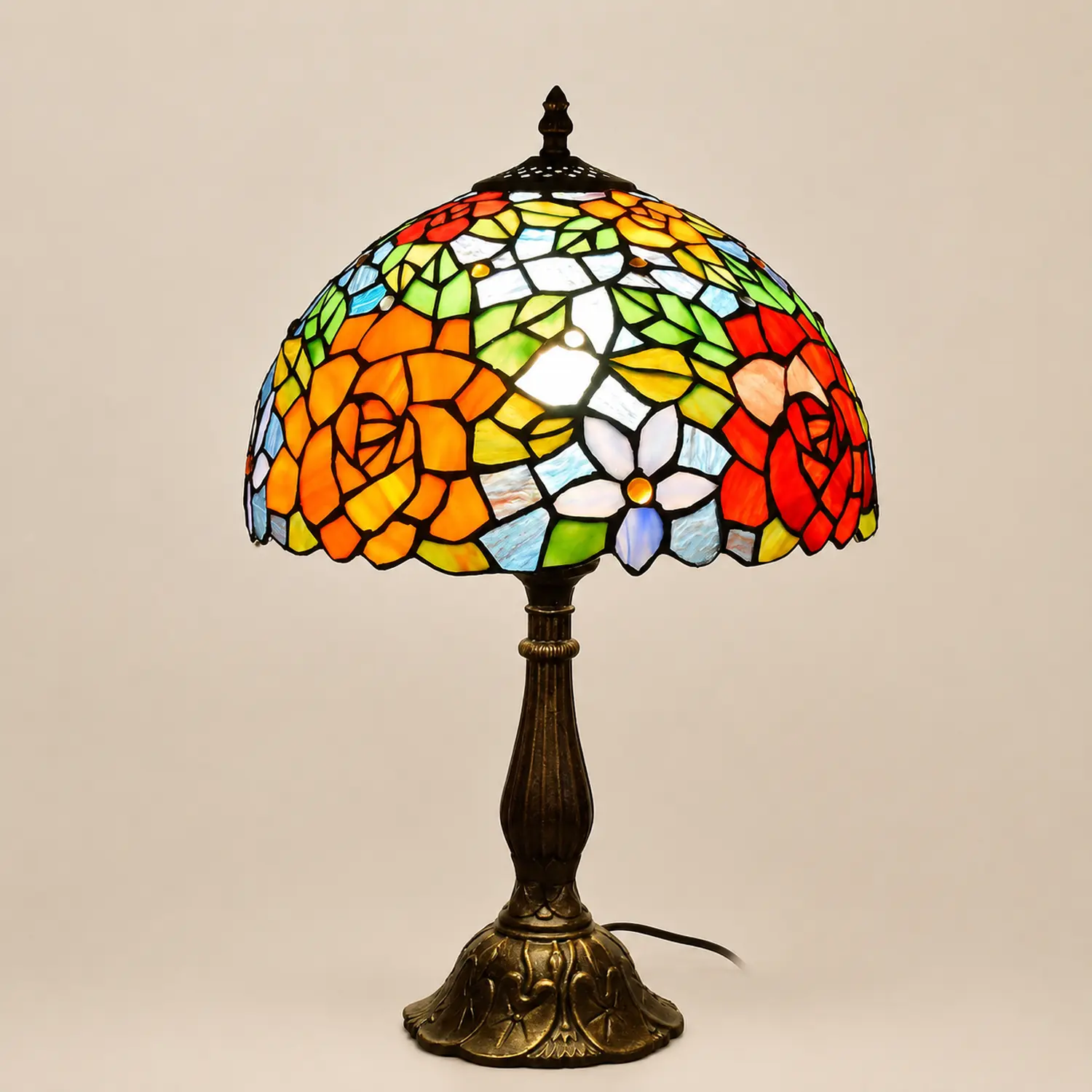 Alessio Design Bunt LED Tischlampe mit Kuppelschirm Wohn/Schlafzimmer Metall&Glas - Lumpaz
