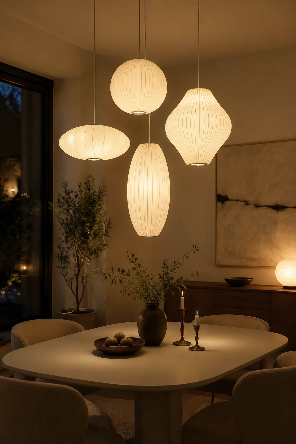 Nordic White Lantern Saucer Pendant Light For Living Room - Lumpaz