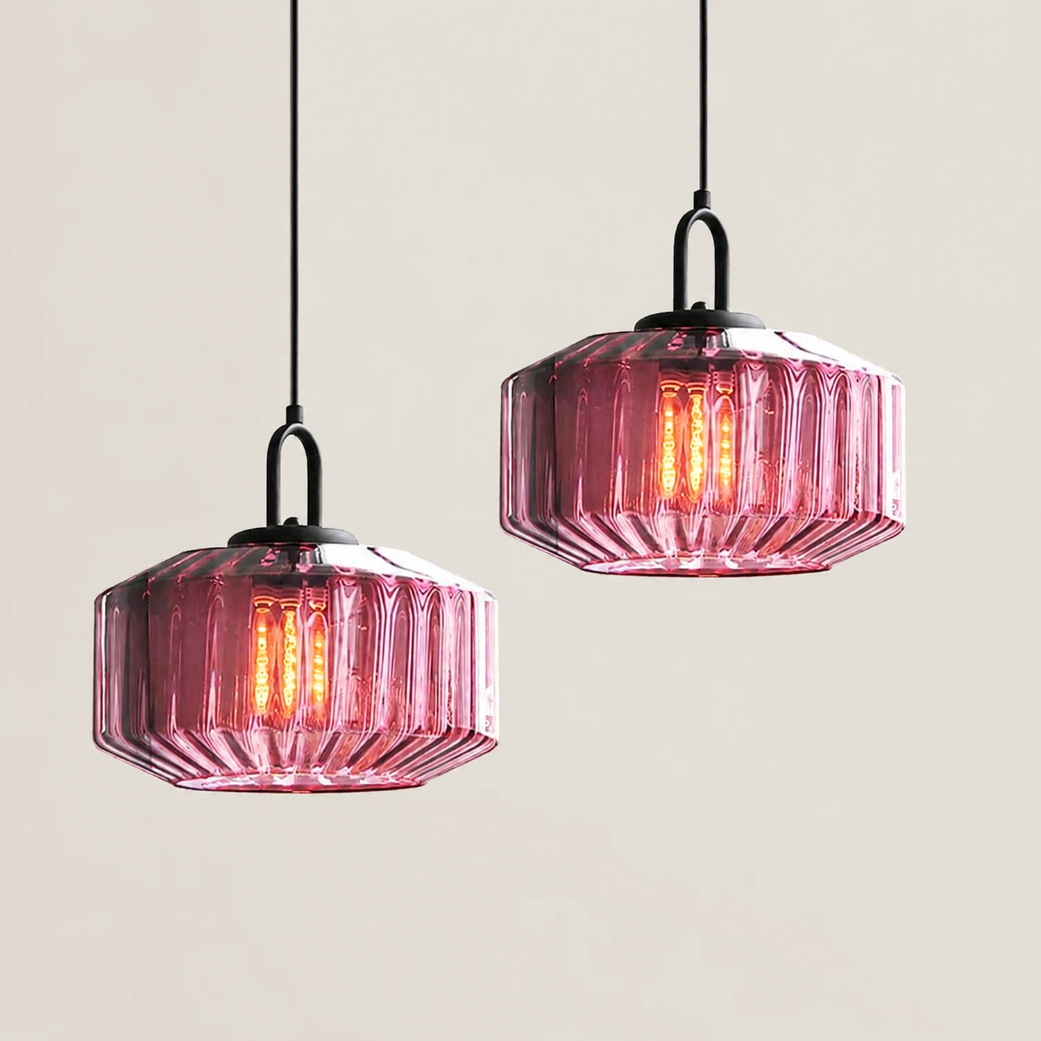 Mid Century Striped Glass Pendant Light - Lumpaz