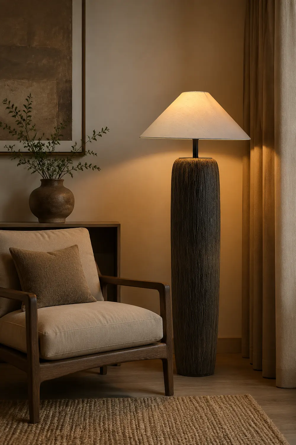 Weathered Wood Grain Floor Lamp - Lumpaz