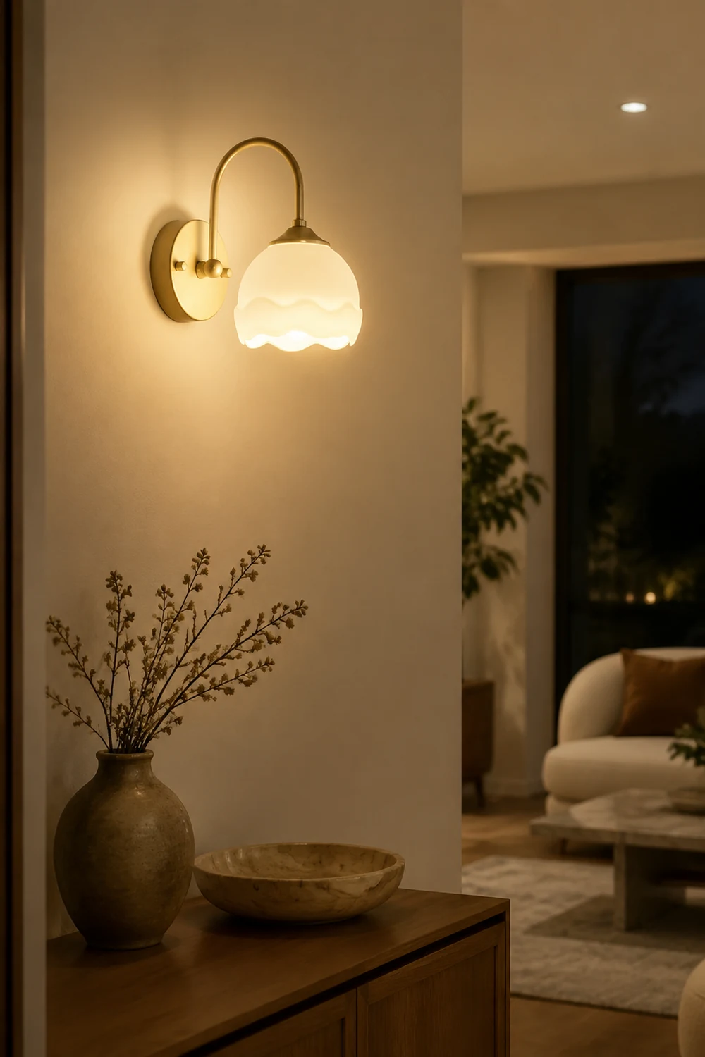 Milk White Floral Wall Lamp - Lumpaz