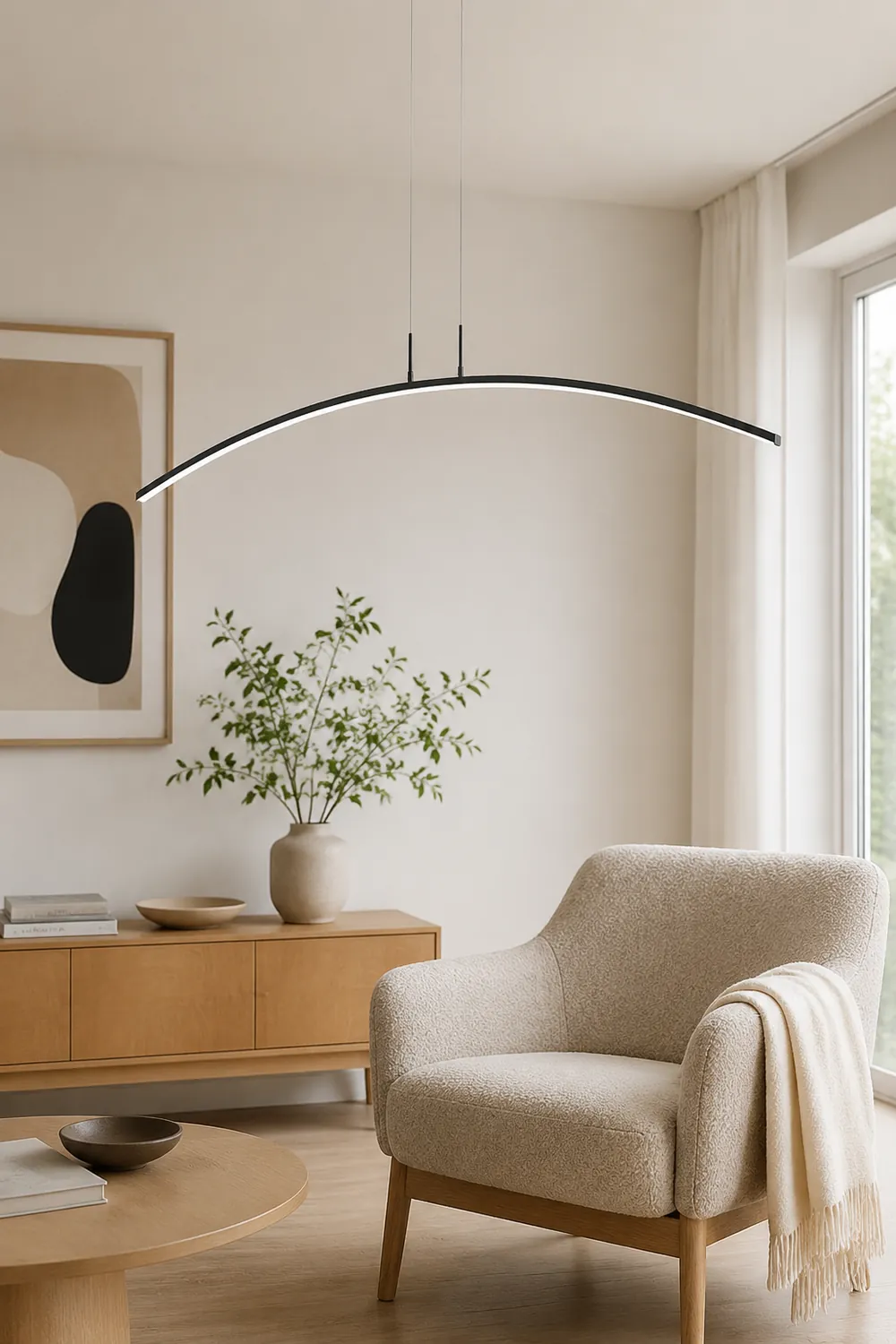 Edge Modern Minimalist Linear LED Pendelleuchte Schwarz/Weiß Esszimmer Metall Dimmbar - Lumpaz