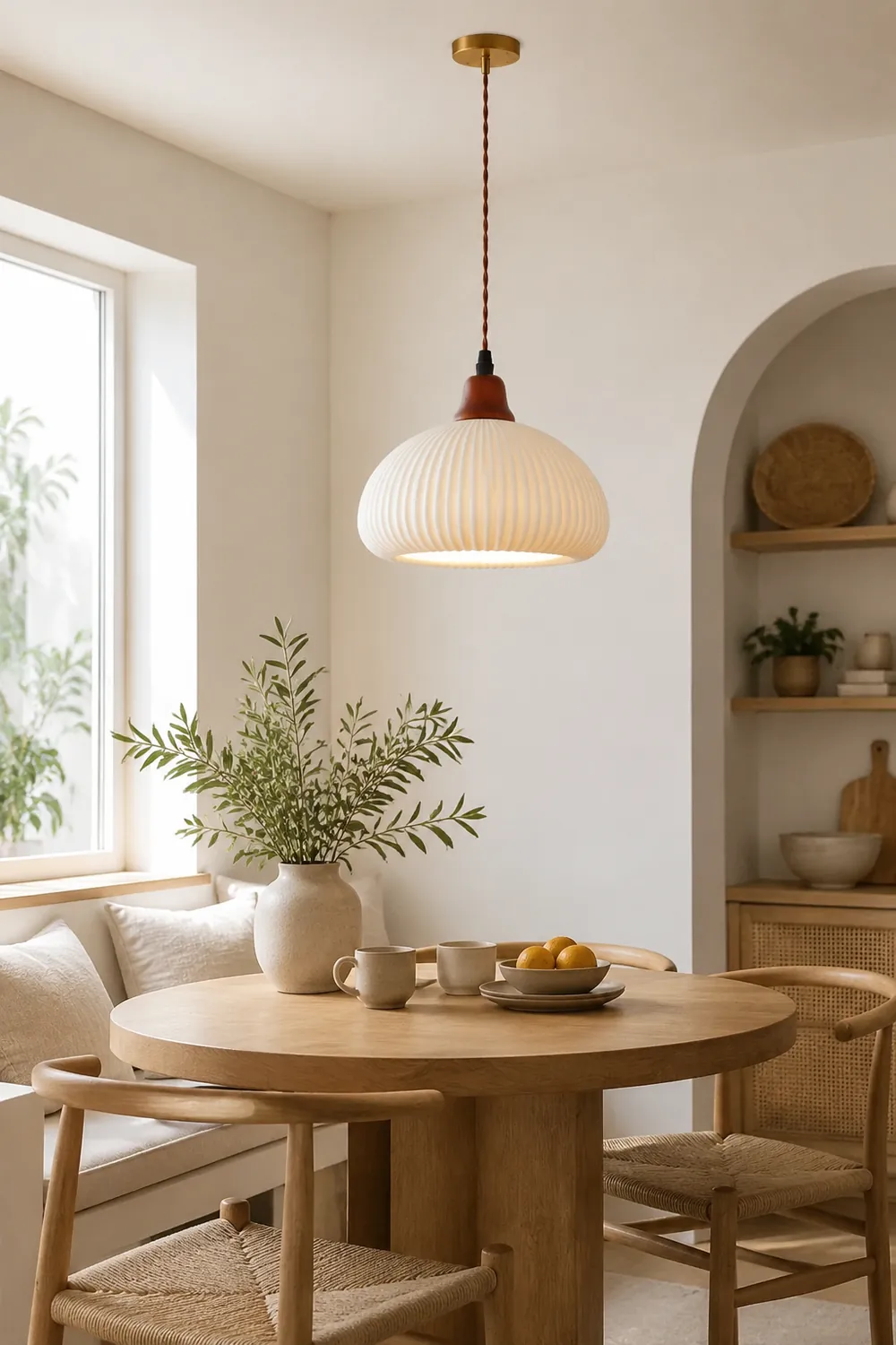 Vintage Nordic Ceramic White Pendant Light For Dining Room - Lumpaz