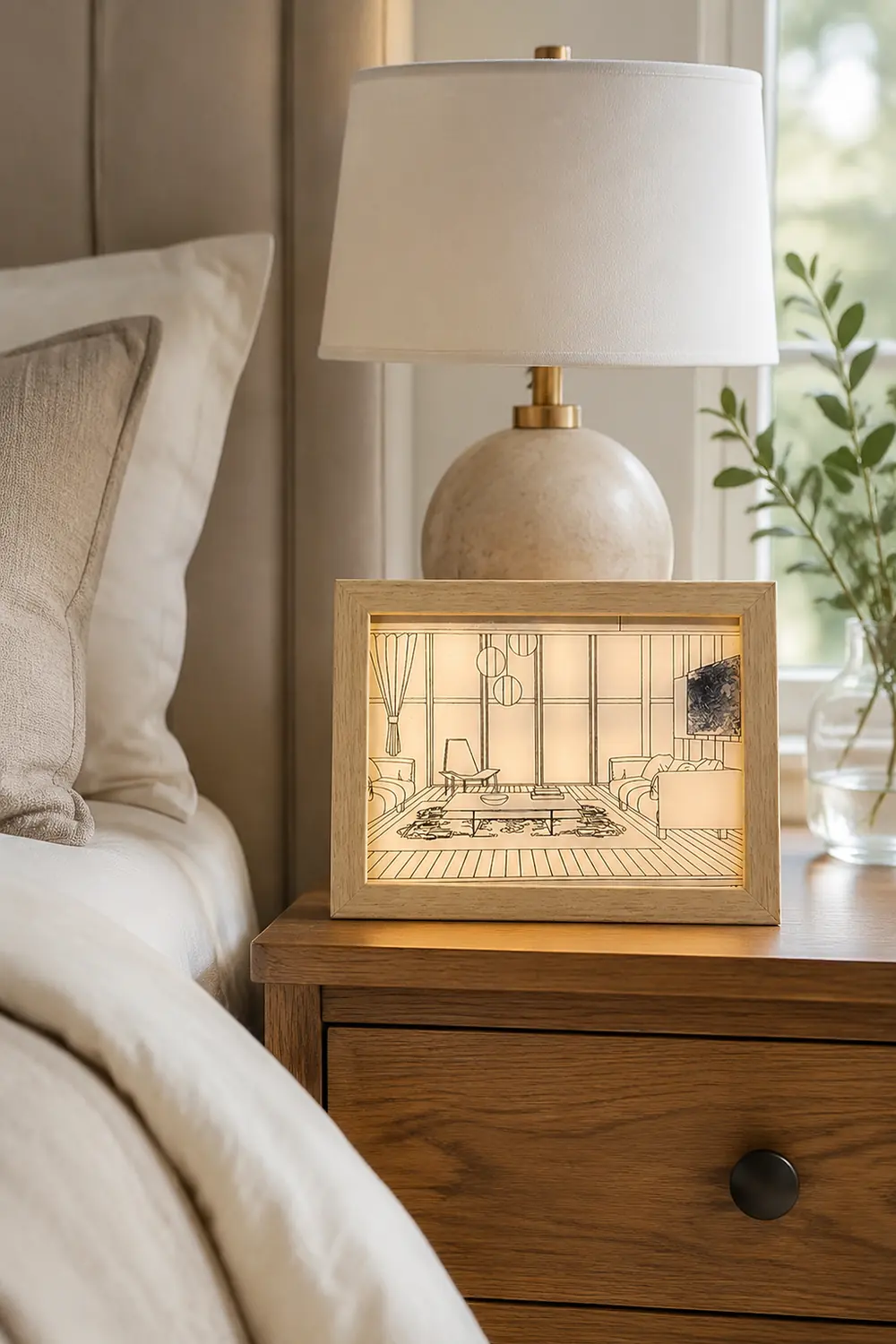 Illuminated Bedside Art Lamp - Lumpaz