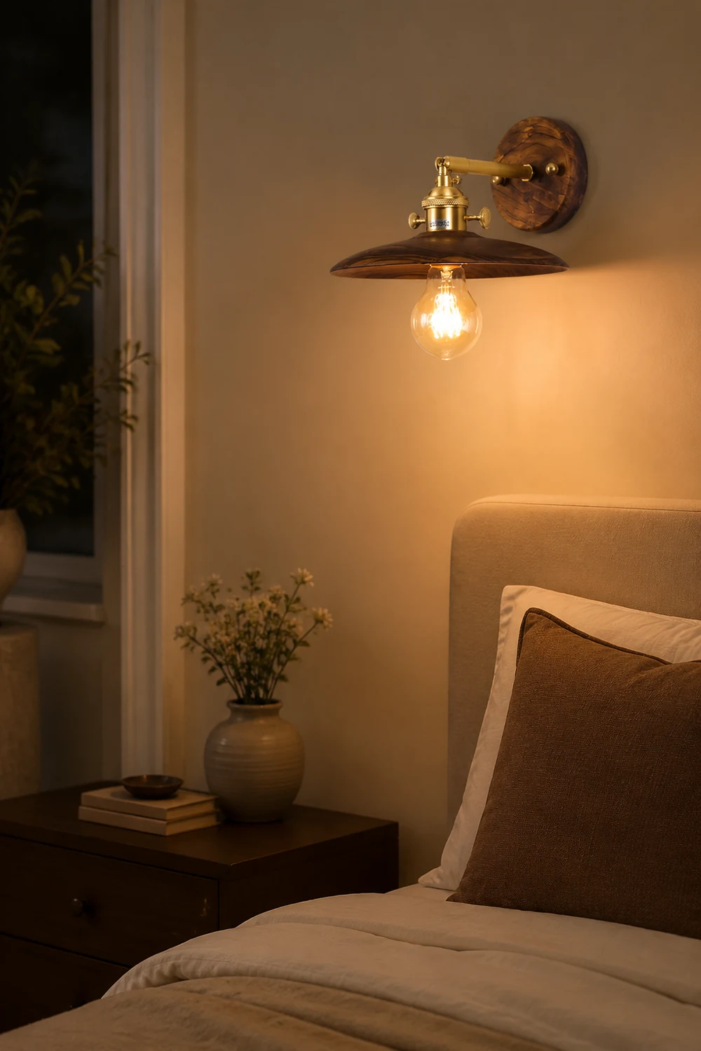 Walnut Flared Wall Light - Lumpaz
