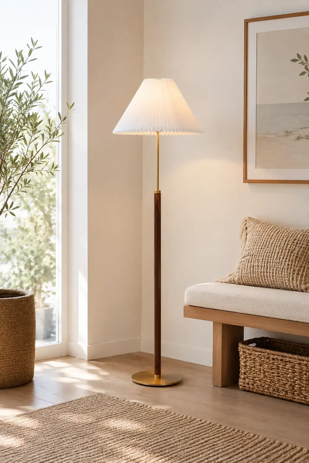 Sumait Modern LED Stehlampe Weiß Ess/Wohnzimmer Stoff&Metal - Lumpaz