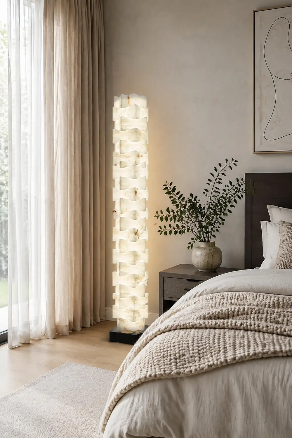Stacked Alabaster Squares Floor Lamp - Lumpaz