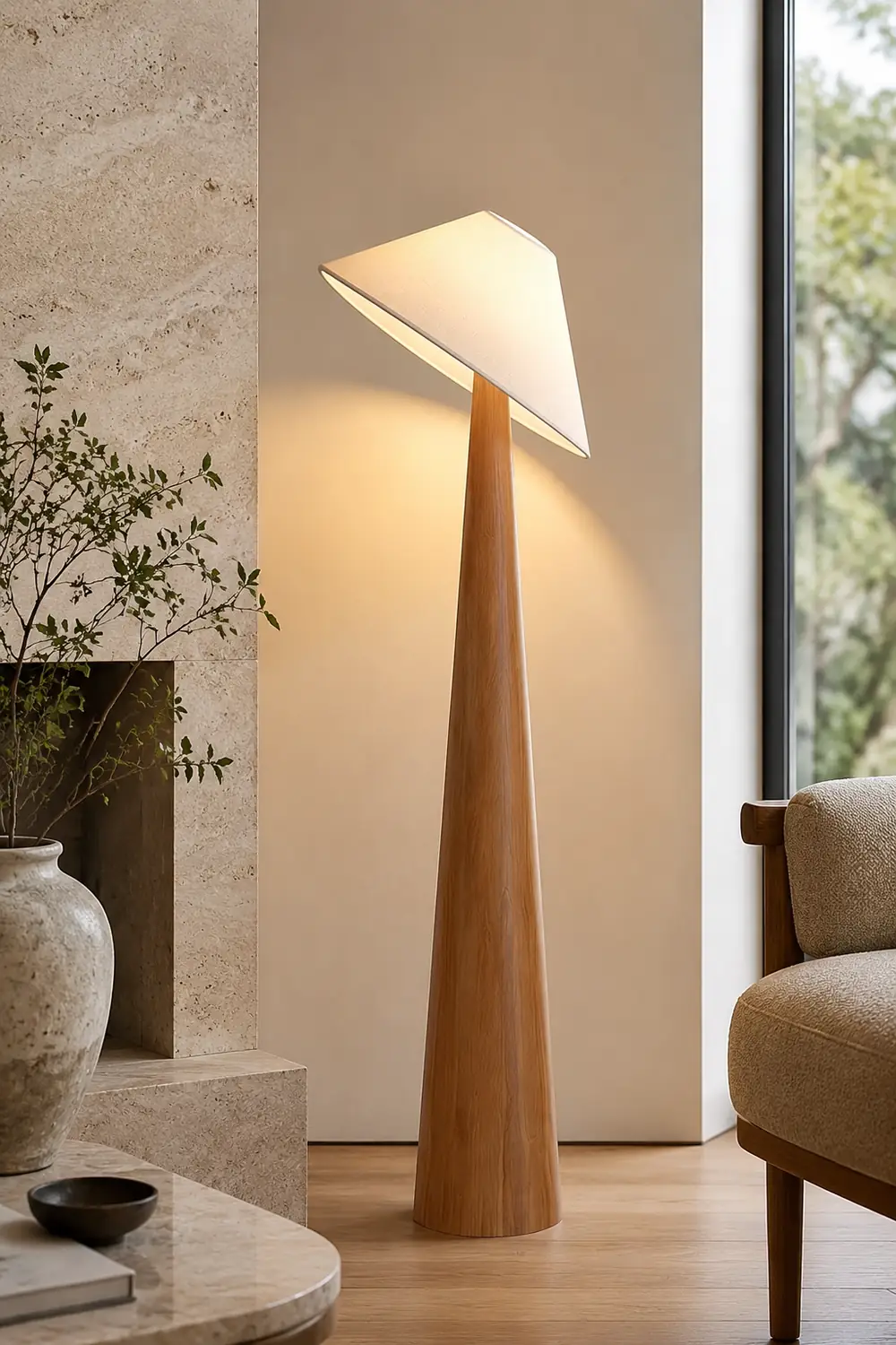 Tilt Hat Wooden Floor Lamp - Lumpaz