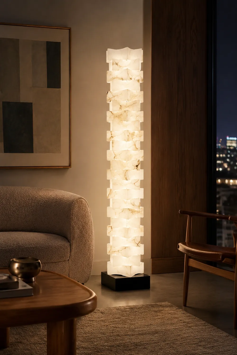 Stacked Alabaster Squares Floor Lamp - Lumpaz