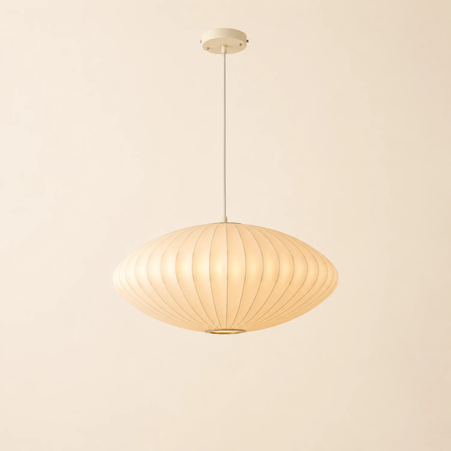 Nordic White Lantern Saucer Pendant Light For Living Room - Lumpaz
