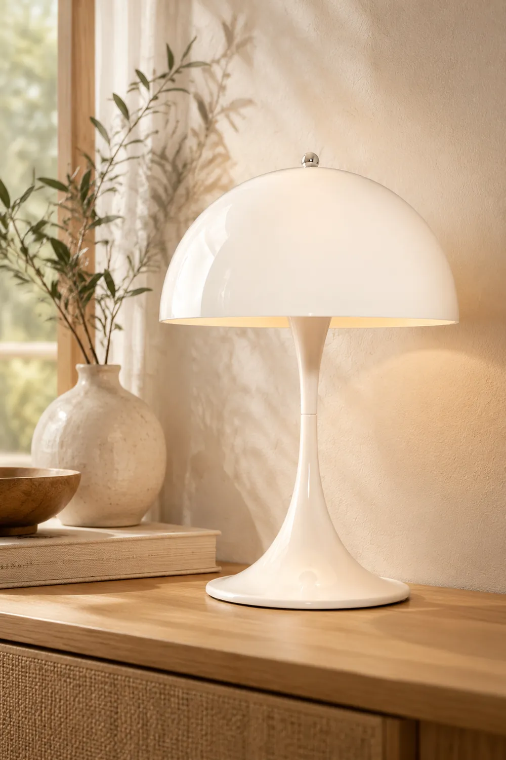 Salgado Minimalistische Tischlampe Metall, Weiß, Schlafzimmer/Wohnzimmer - Lumpaz