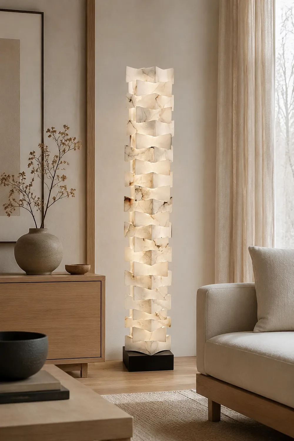 Stacked Alabaster Squares Floor Lamp - Lumpaz