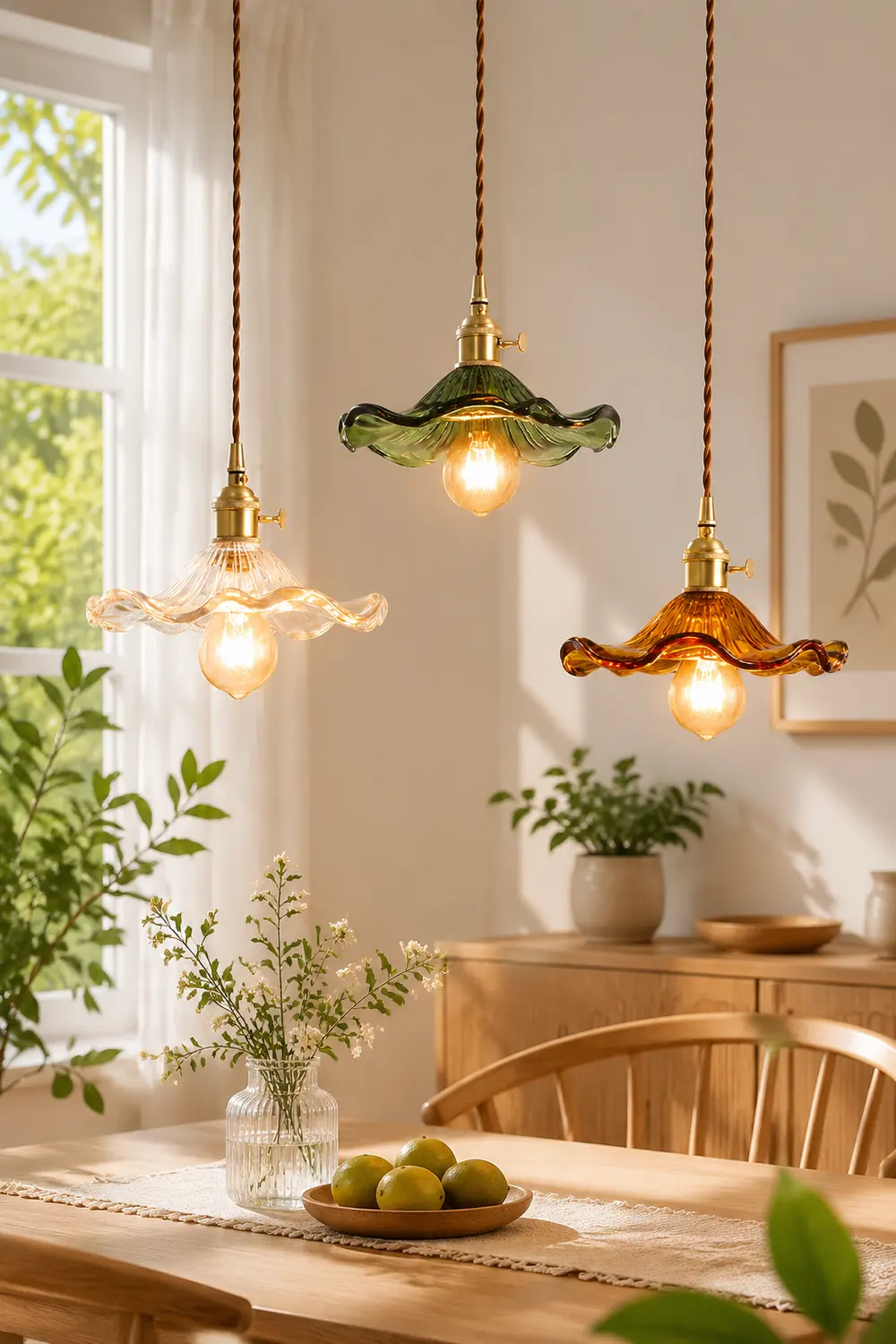 Stylish Hibiscus Flower Glass Pendant Light - Lumpaz