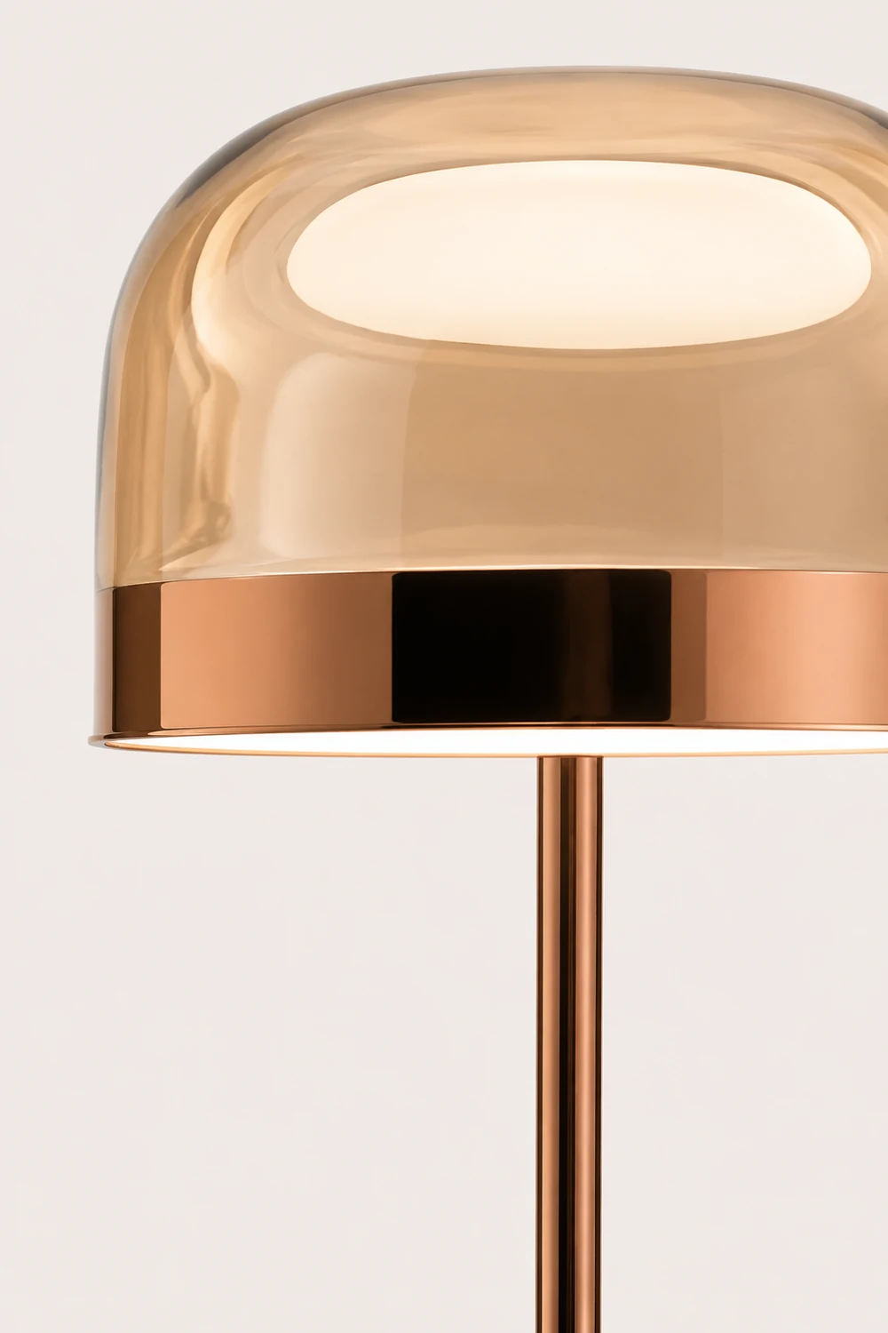Hailie Minimalistische Pilz Glas/Metall Tischlampe, Schwarz/Rose Gold - Lumpaz