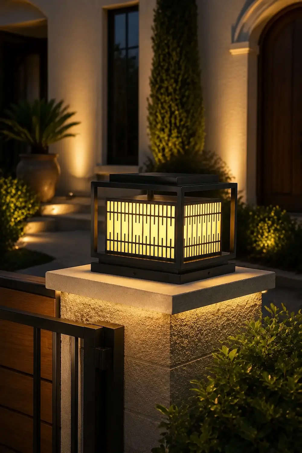 Window Grille Outdoor Post Light - Lumpaz