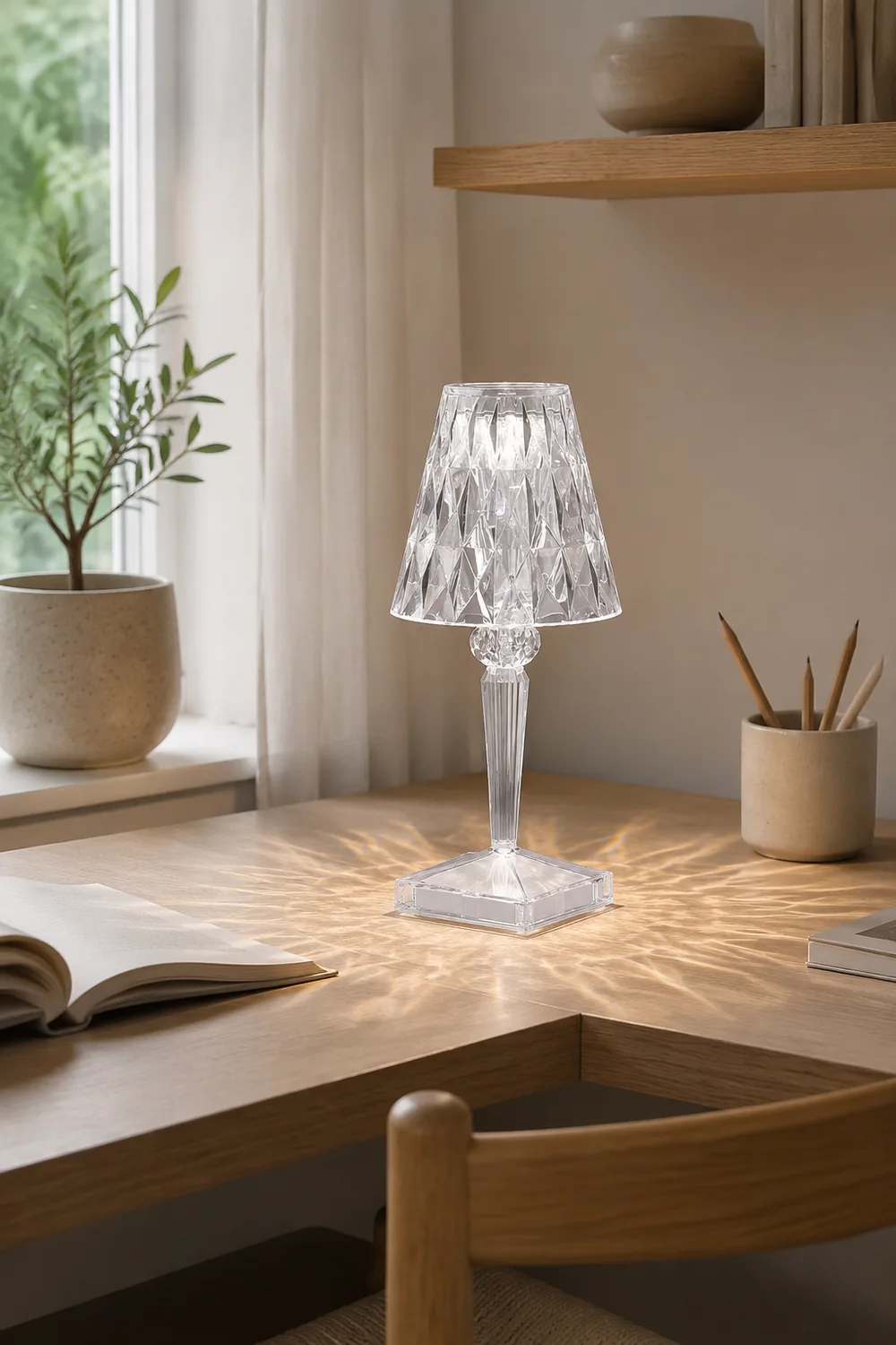 Kristy Design Kristall Diamant Tischlampe Licht, Wohn/Schlafzimmer, Acryl - Lumpaz