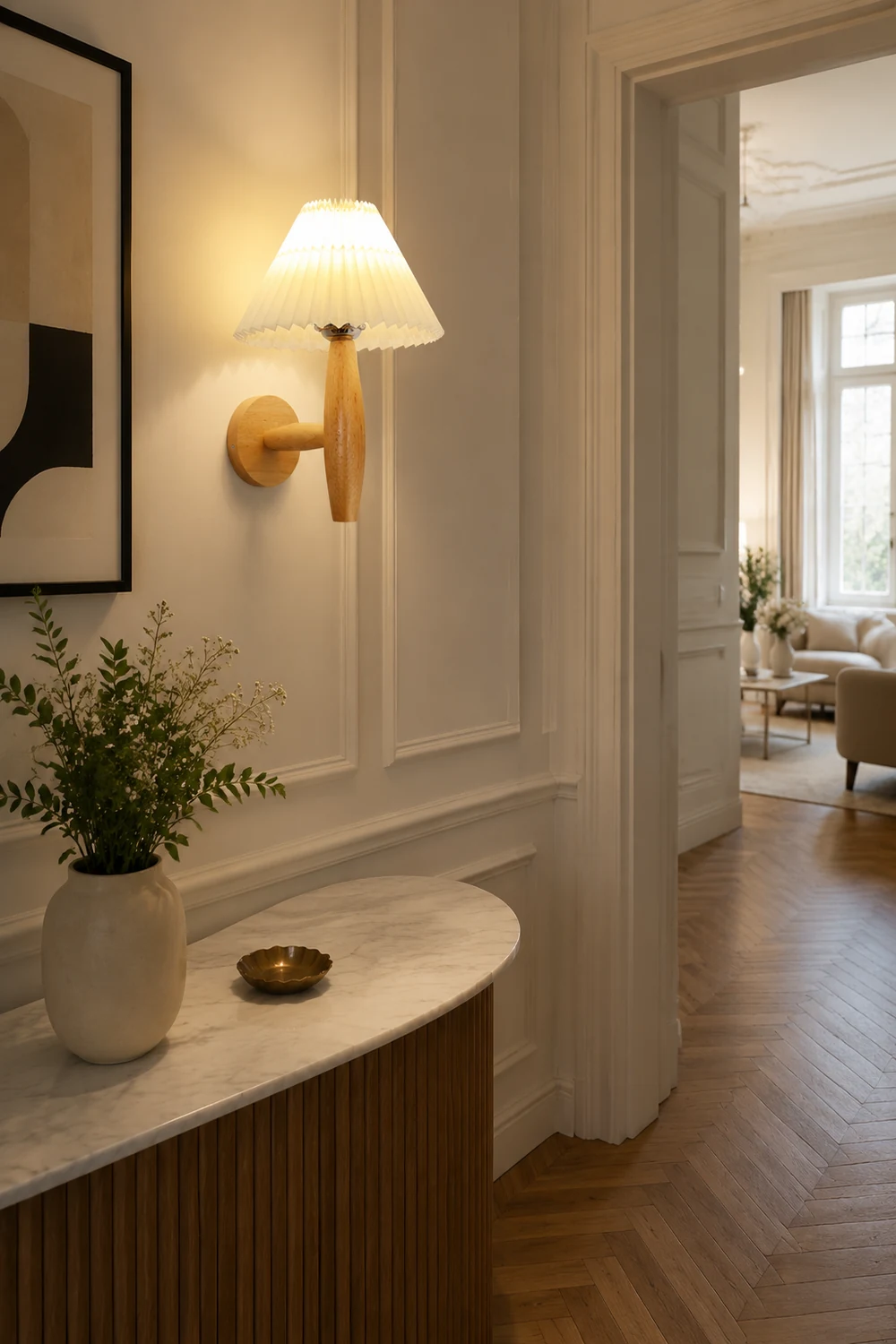 Oak Pleated Wall Light - Lumpaz