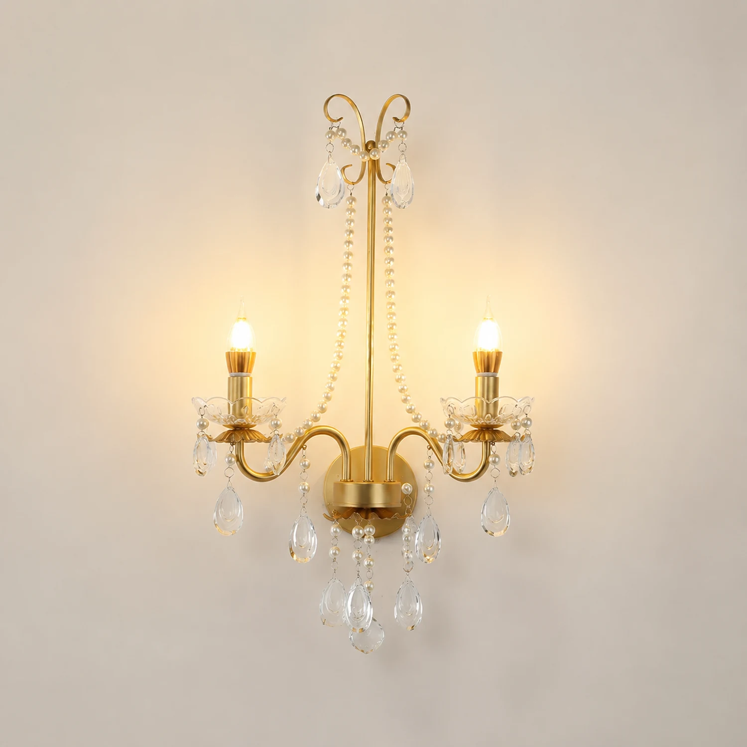 Crystal Pearl Chain Wall Lamp - Lumpaz