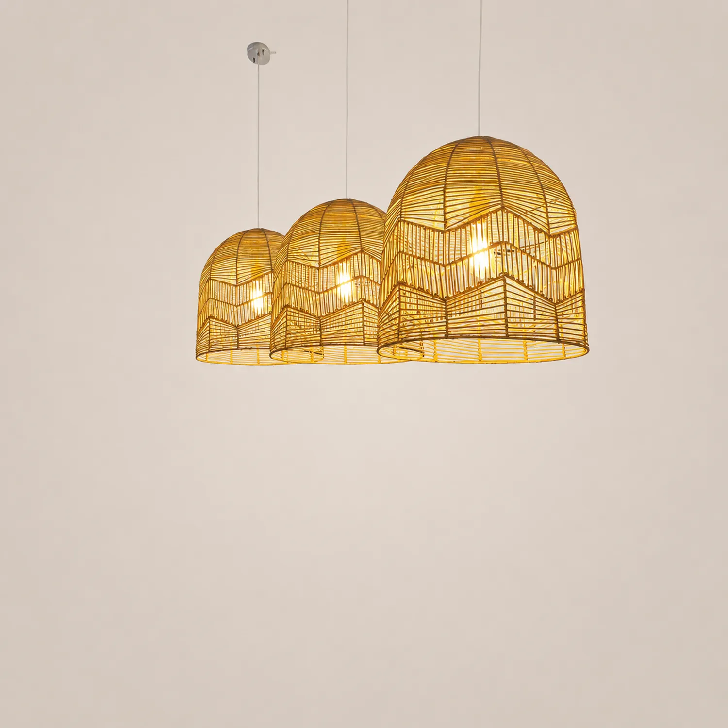 Vintage Handmade Basket Rattan Round Shades Pendant Light - Lumpaz
