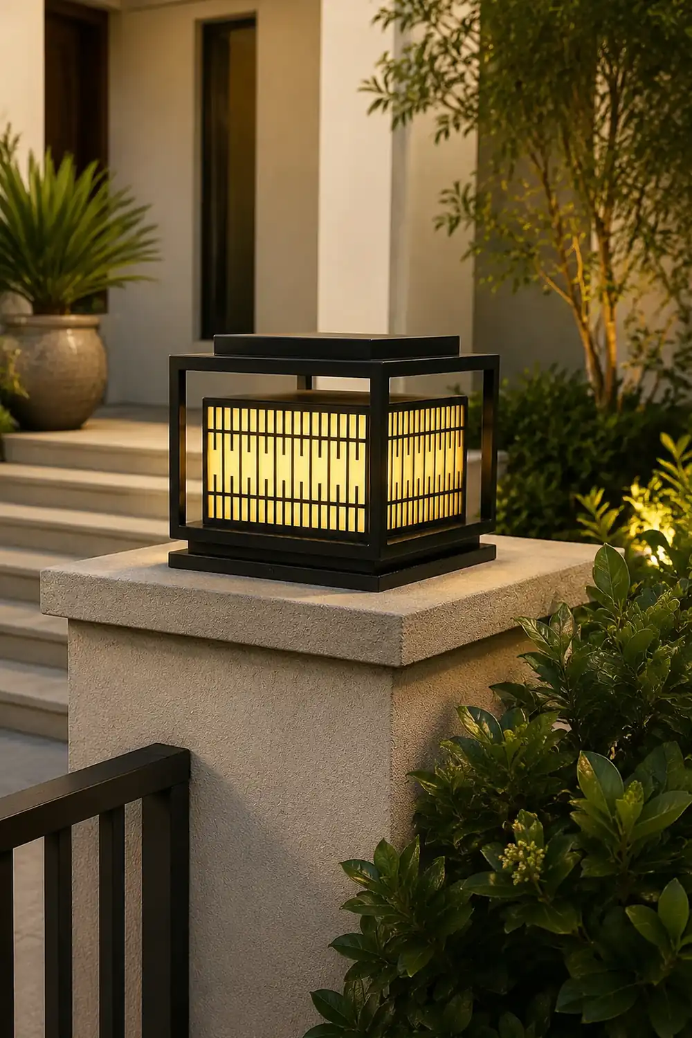 Window Grille Outdoor Post Light - Lumpaz