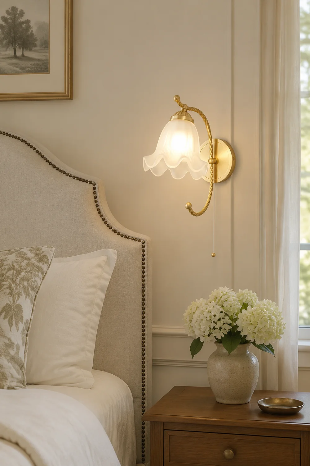Curved Gooseneck Brass Glass Sconce - Lumpaz