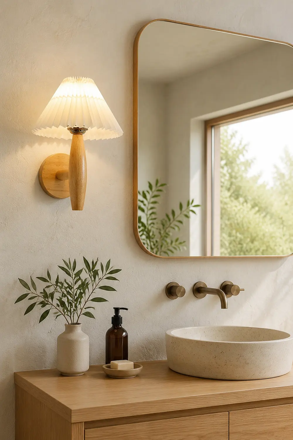 Oak Pleated Wall Light - Lumpaz