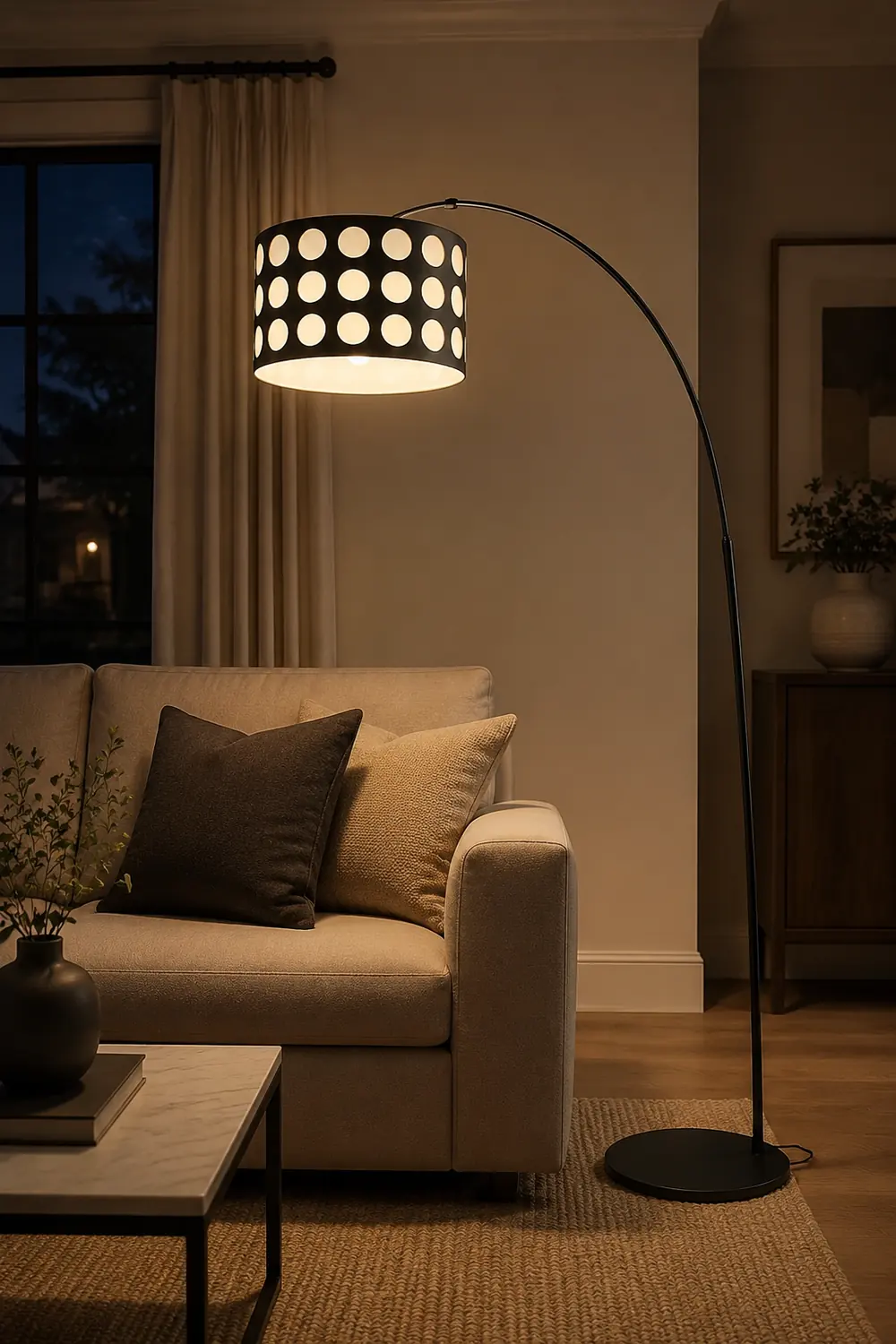 Polka Arc Fabric Floor Lamp - Lumpaz