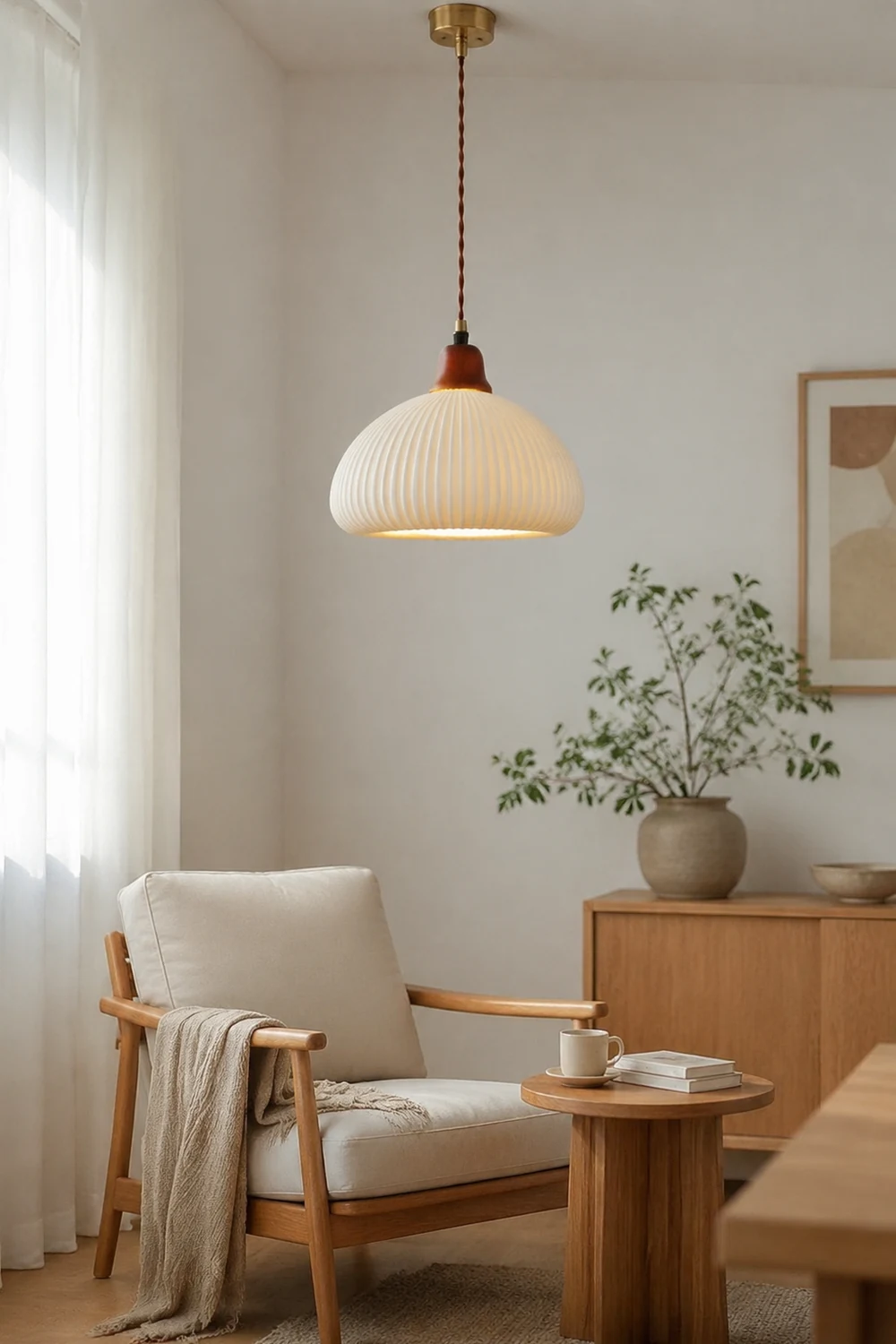 Vintage Nordic Ceramic White Pendant Light For Dining Room - Lumpaz