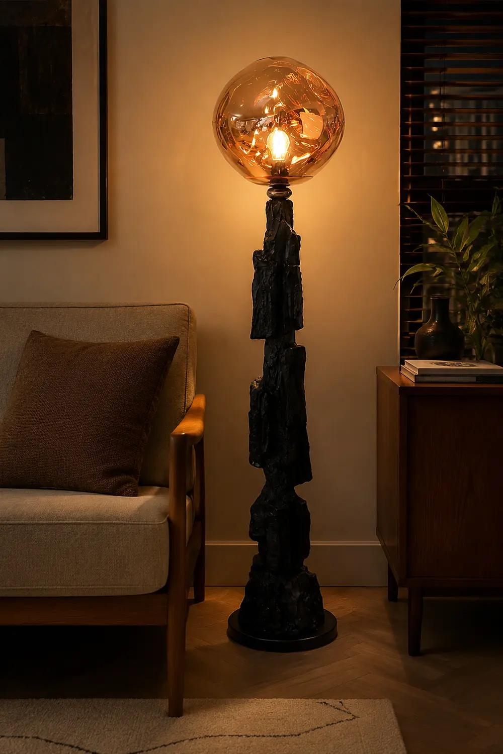 Charcoal Lava Floor Lamp - Lumpaz