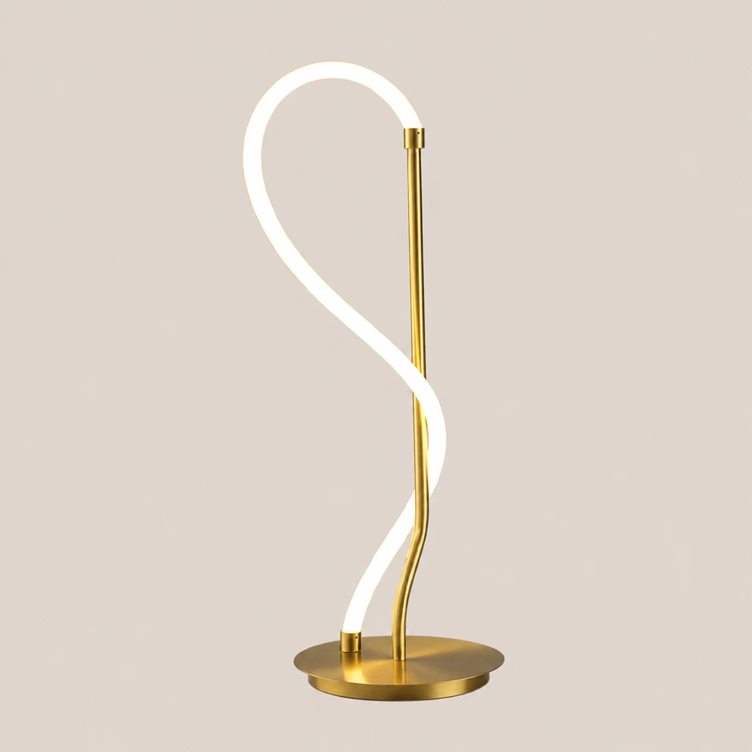 Design LED Stehlampe&Tischlampe Weiß&Gold Schlaf/Wohnzimmer Messing - Lumpaz
