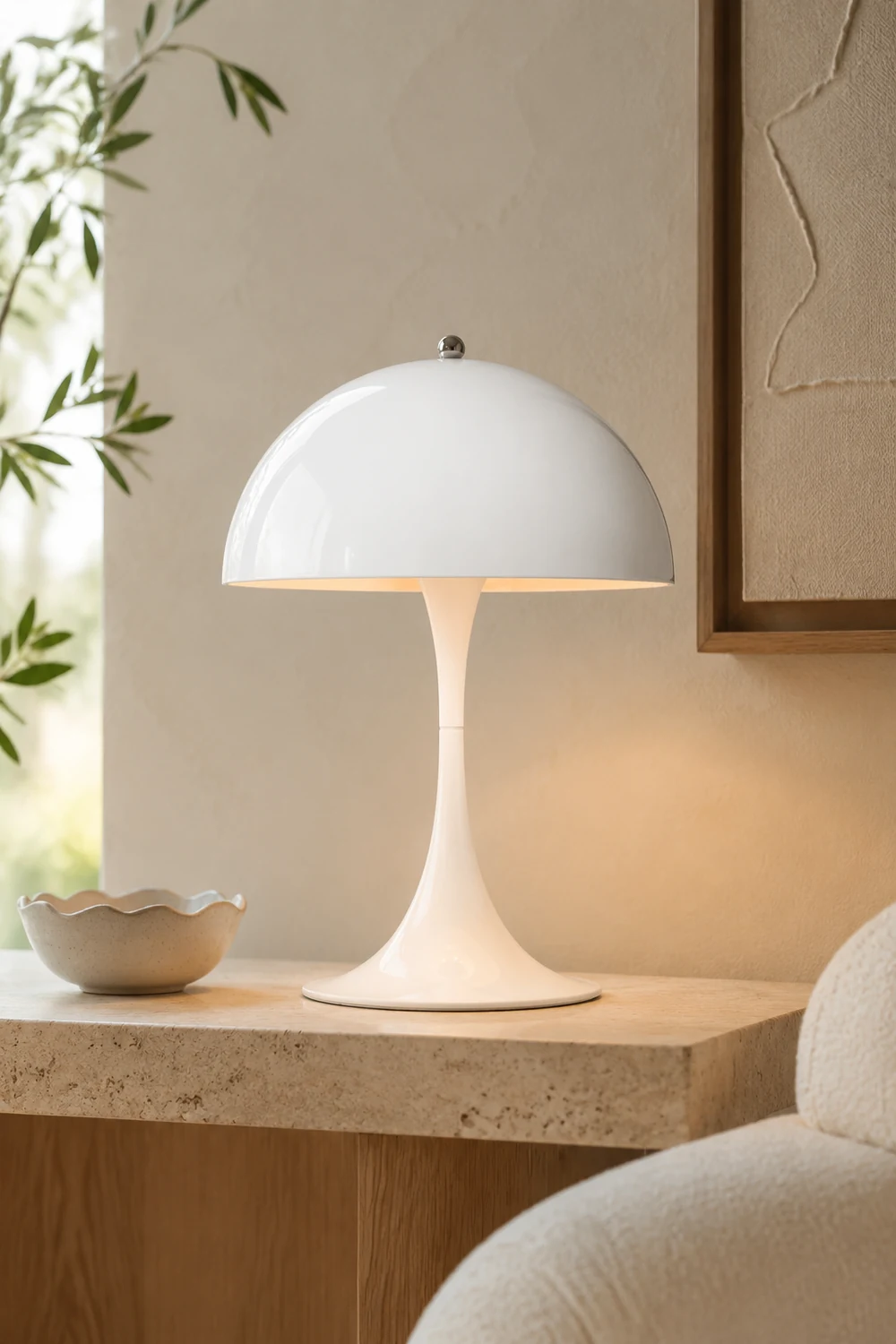 Salgado Minimalistische Tischlampe Metall, Weiß, Schlafzimmer/Wohnzimmer - Lumpaz