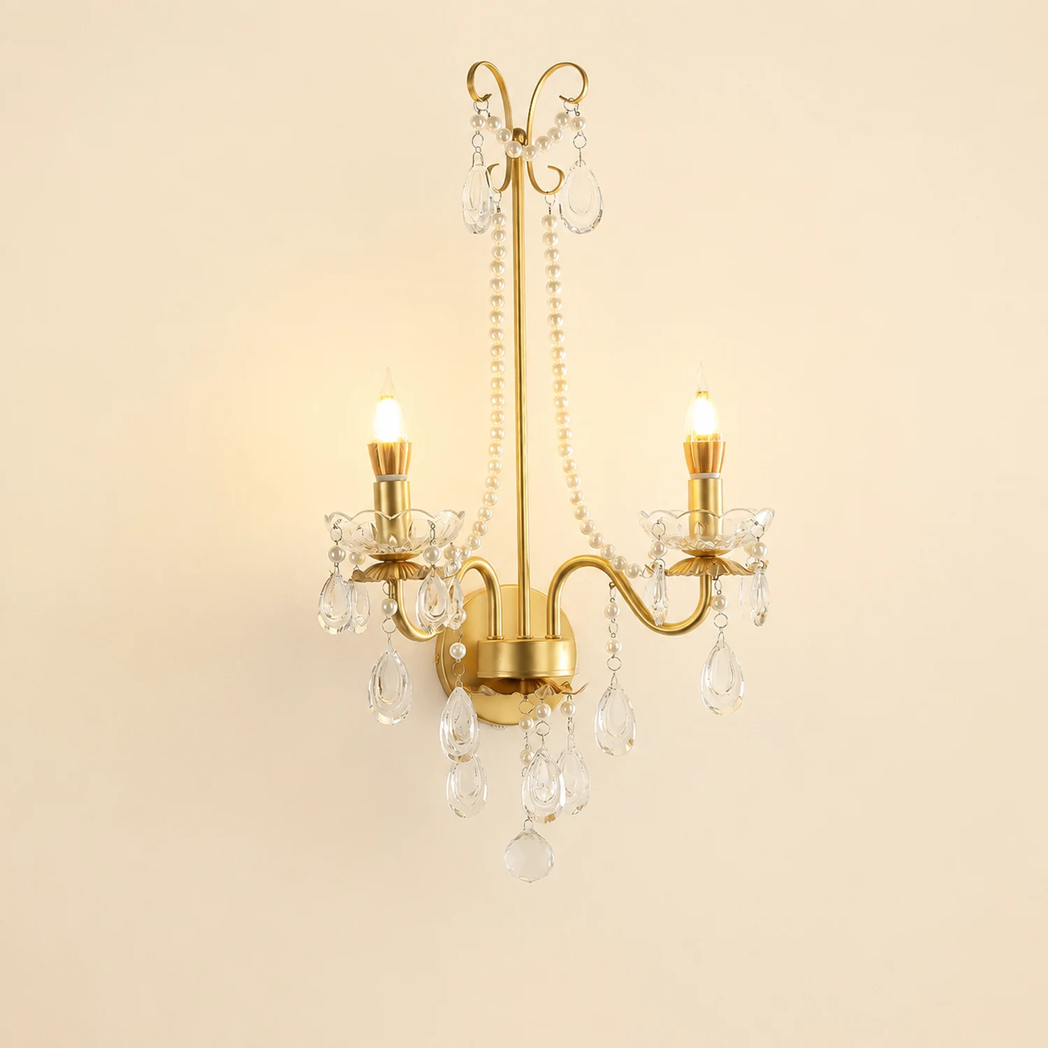 Crystal Pearl Chain Wall Lamp - Lumpaz