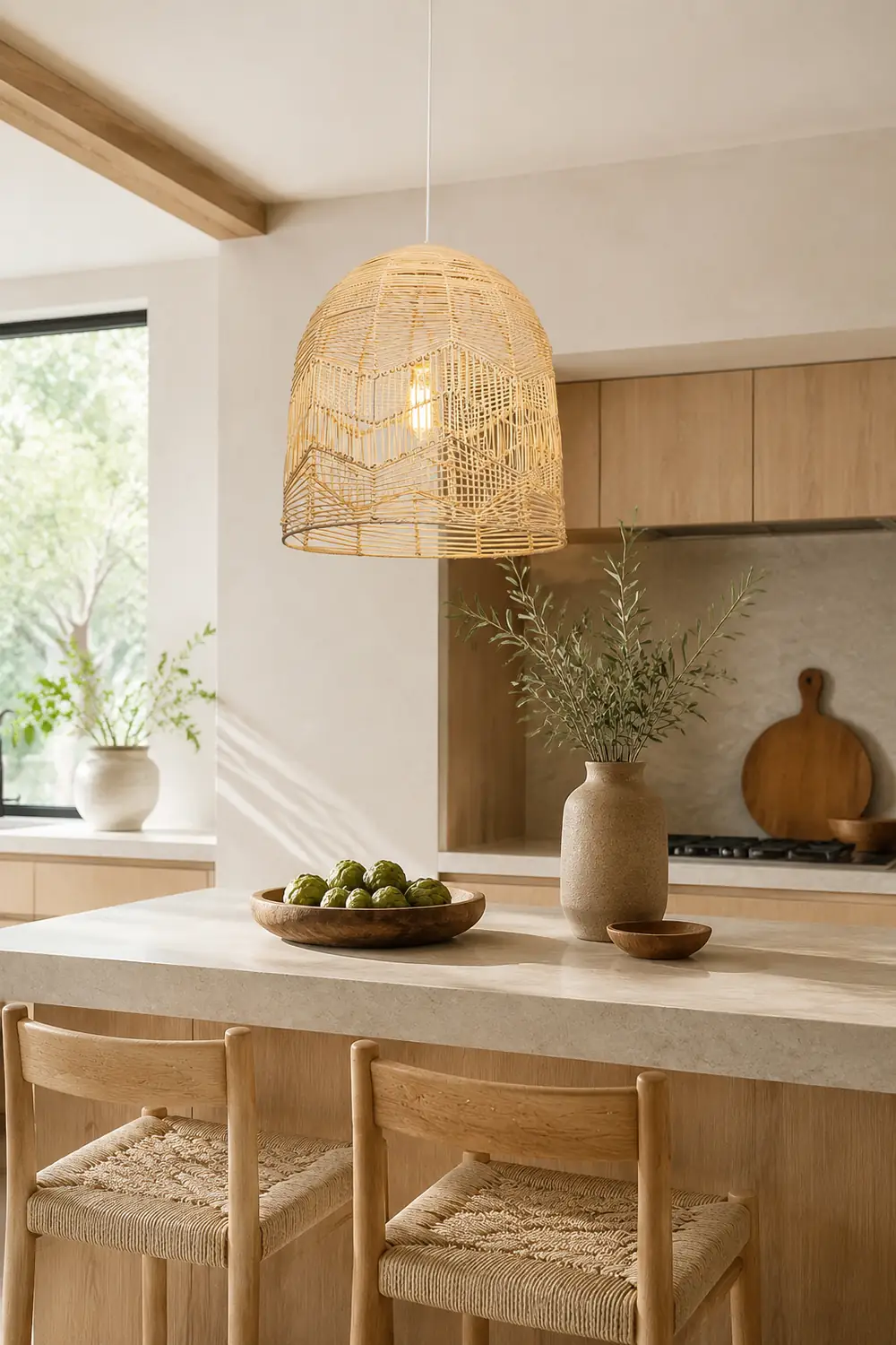 Vintage Handmade Basket Rattan Round Shades Pendant Light - Lumpaz