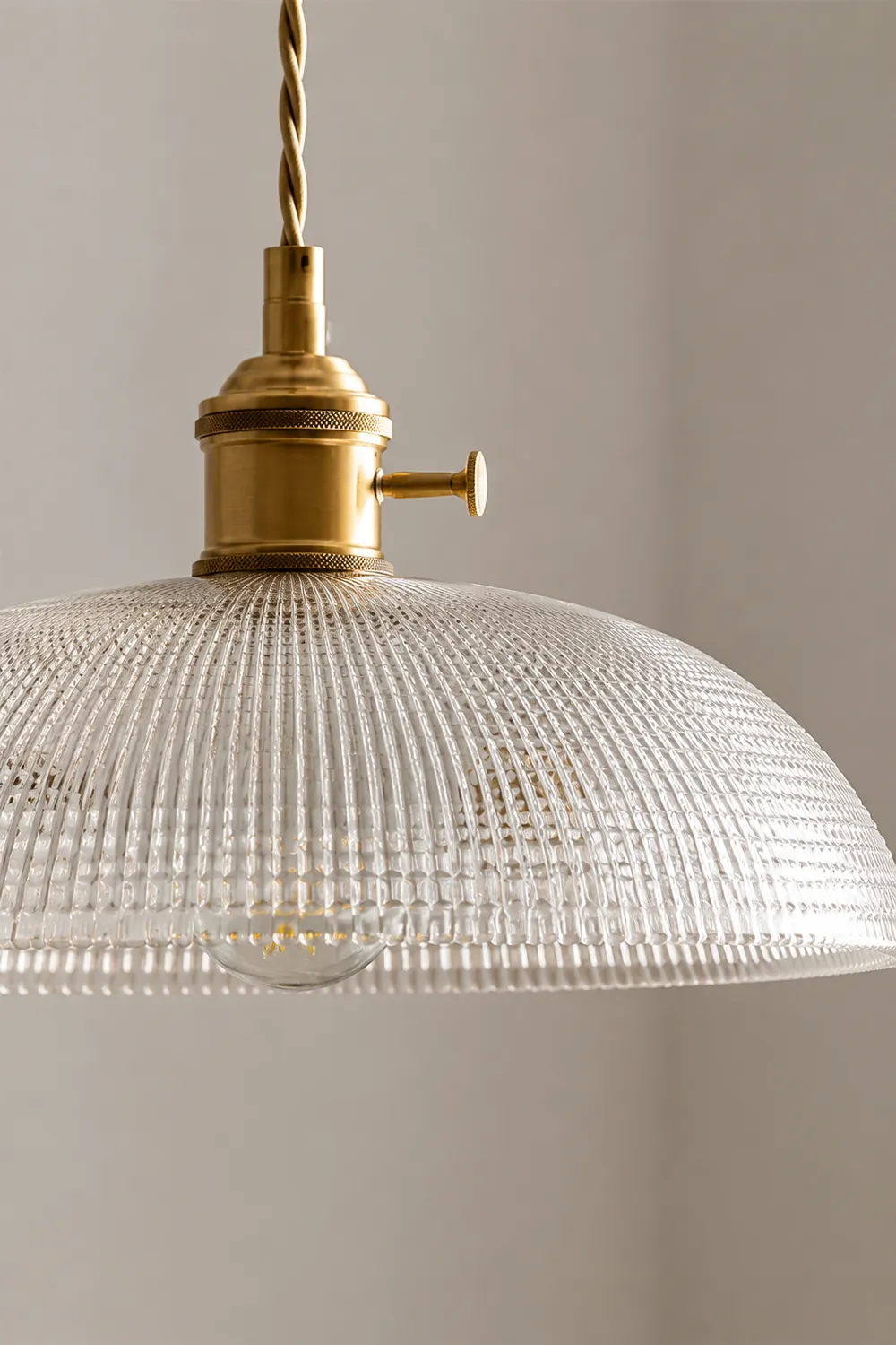 Vintage INS Glass Ribbed Pendant Light - Lumpaz