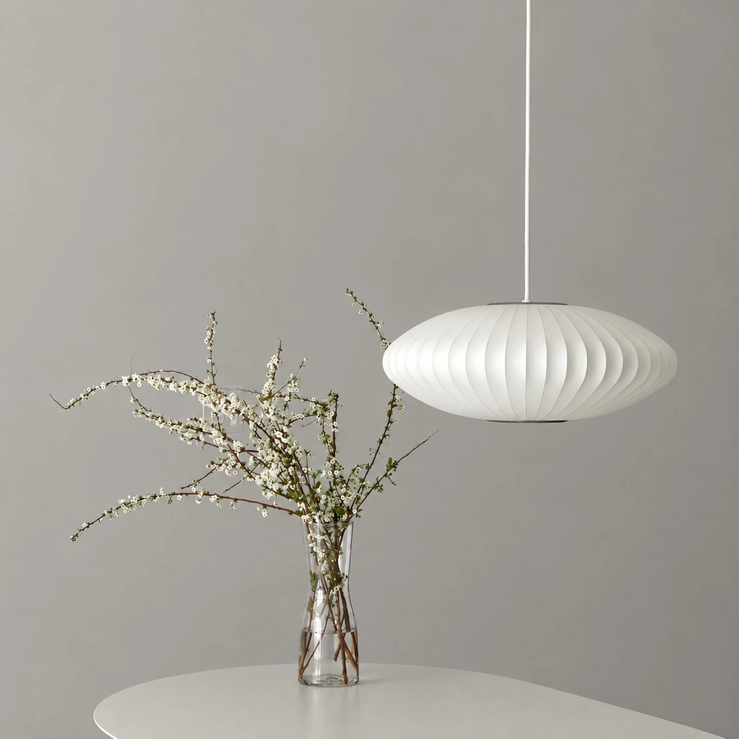 Nordic White Lantern Saucer Pendant Light For Living Room - Lumpaz