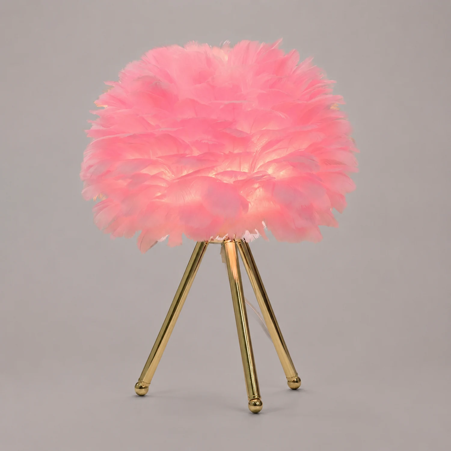 O'Moore Boho Design LED Stehlampe Weiß/Rosa/Grau/Dunkelrosa Wohn/Schlafzimmer Metall/Feder - Lumpaz