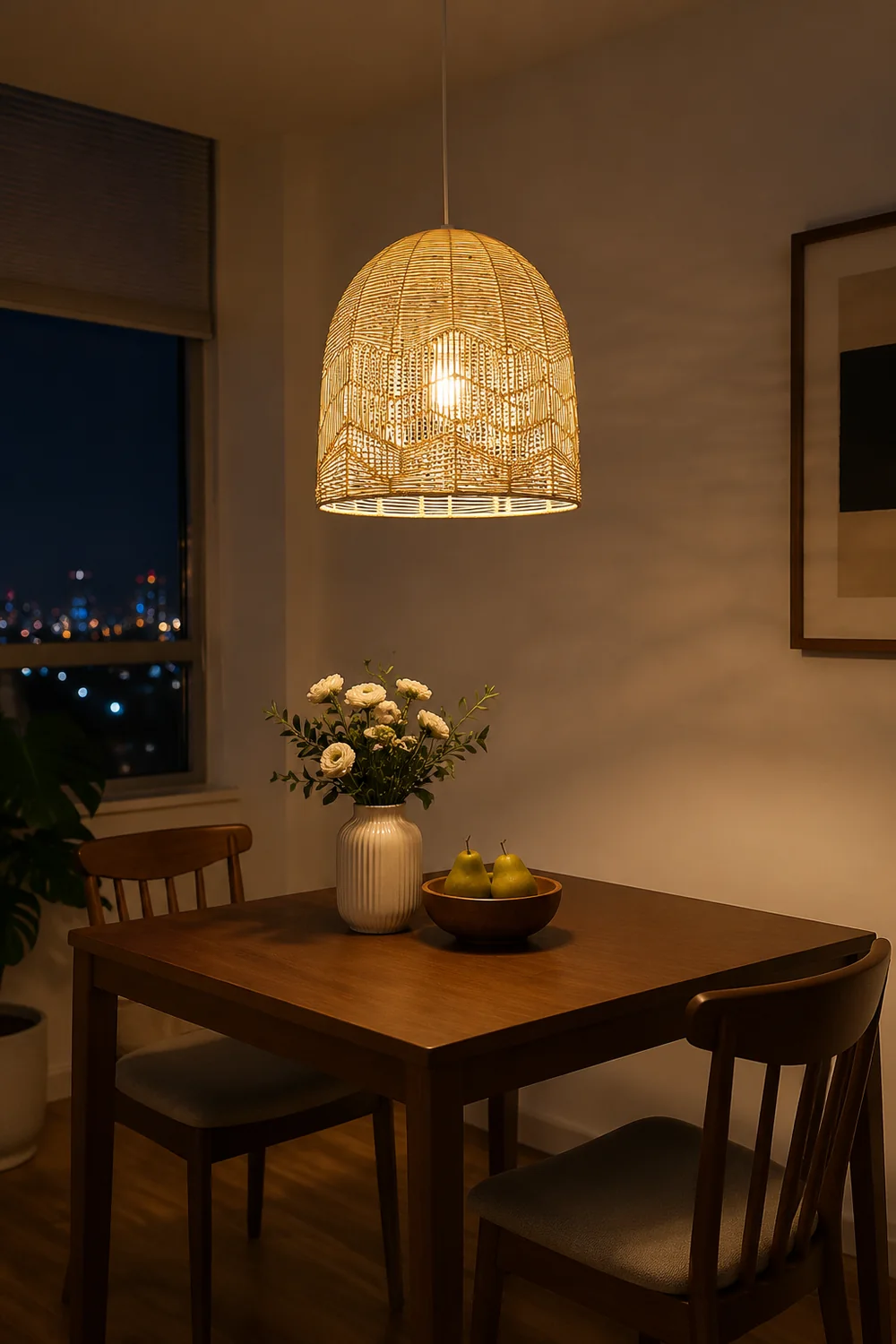 Vintage Handmade Basket Rattan Round Shades Pendant Light - Lumpaz
