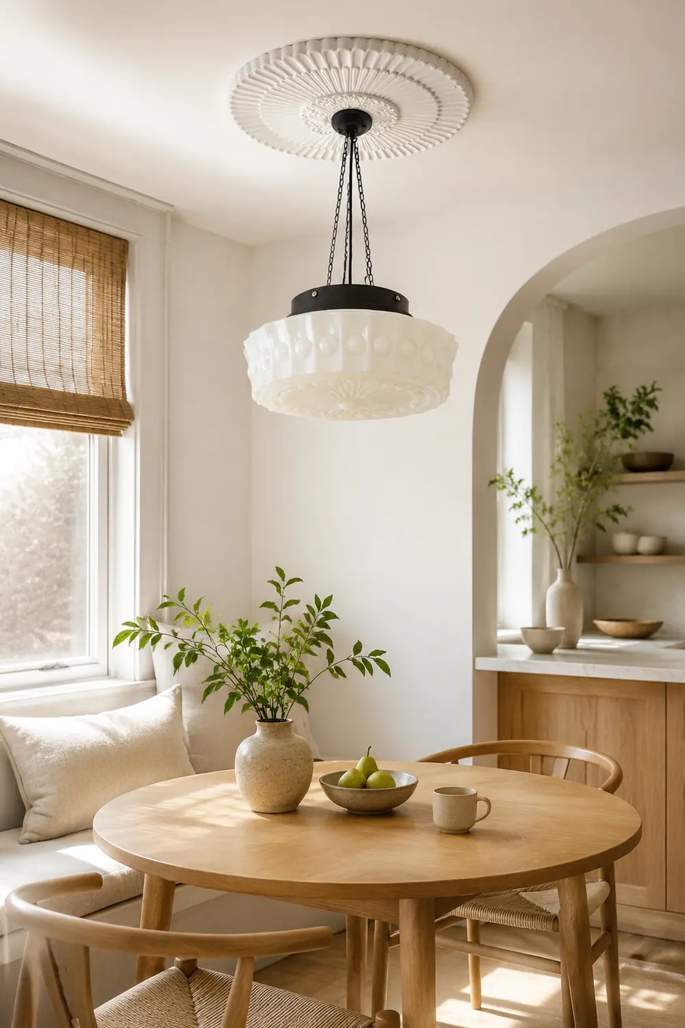 White Vintage Round Pendant Light - Lumpaz