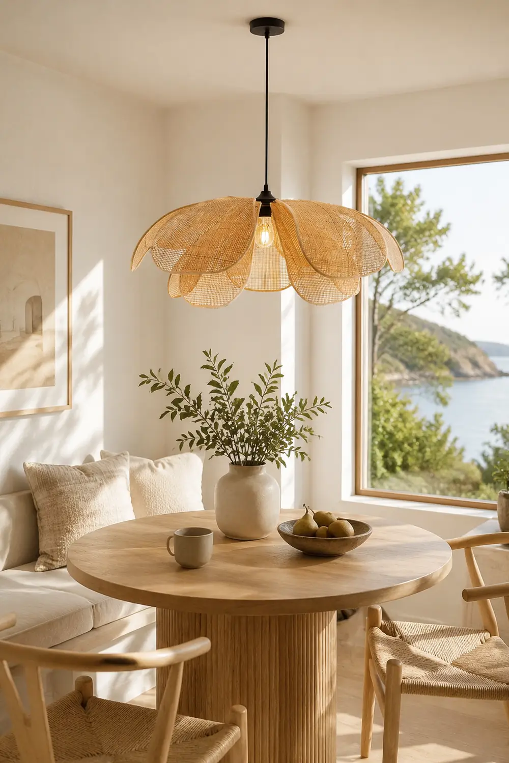 Rattan Petal Rustic Lamp Shade Pendant Light - Lumpaz