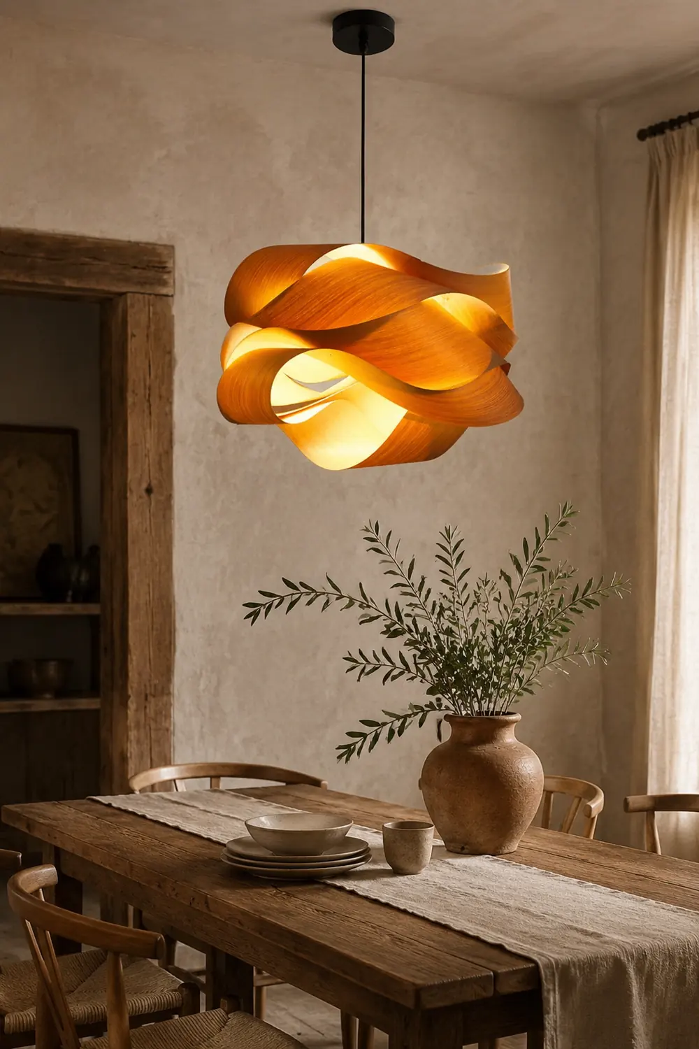 Modern Irregular Wood Pendant Light For Kitchen - Lumpaz
