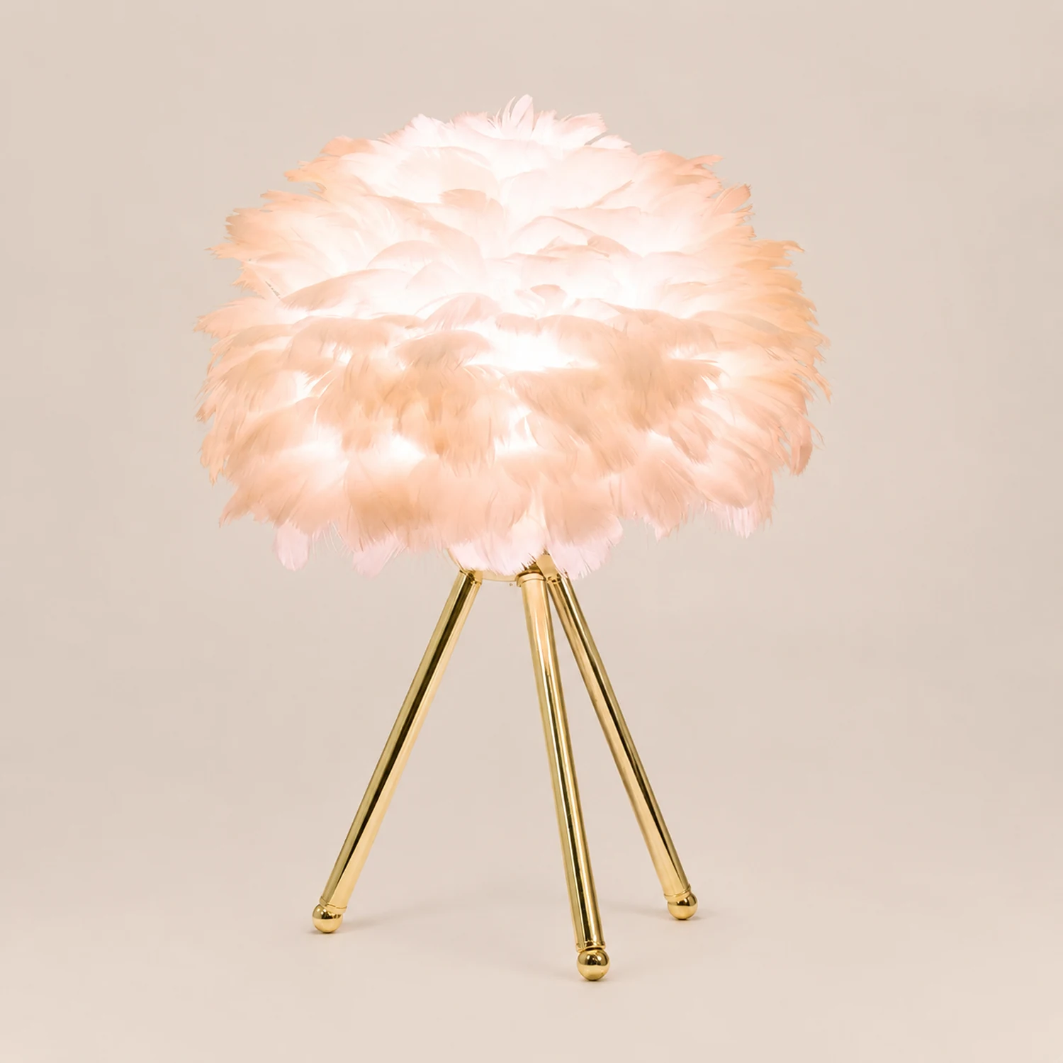 O'Moore Boho Design LED Stehlampe Weiß/Rosa/Grau/Dunkelrosa Wohn/Schlafzimmer Metall/Feder - Lumpaz