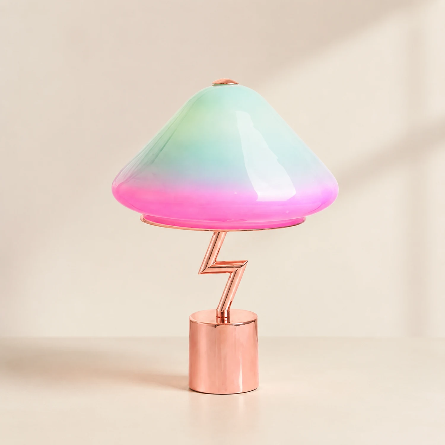 Morandi Modern Cute Mushroom Kinder Glas/Metall Tischlampe, Bunt - Lumpaz