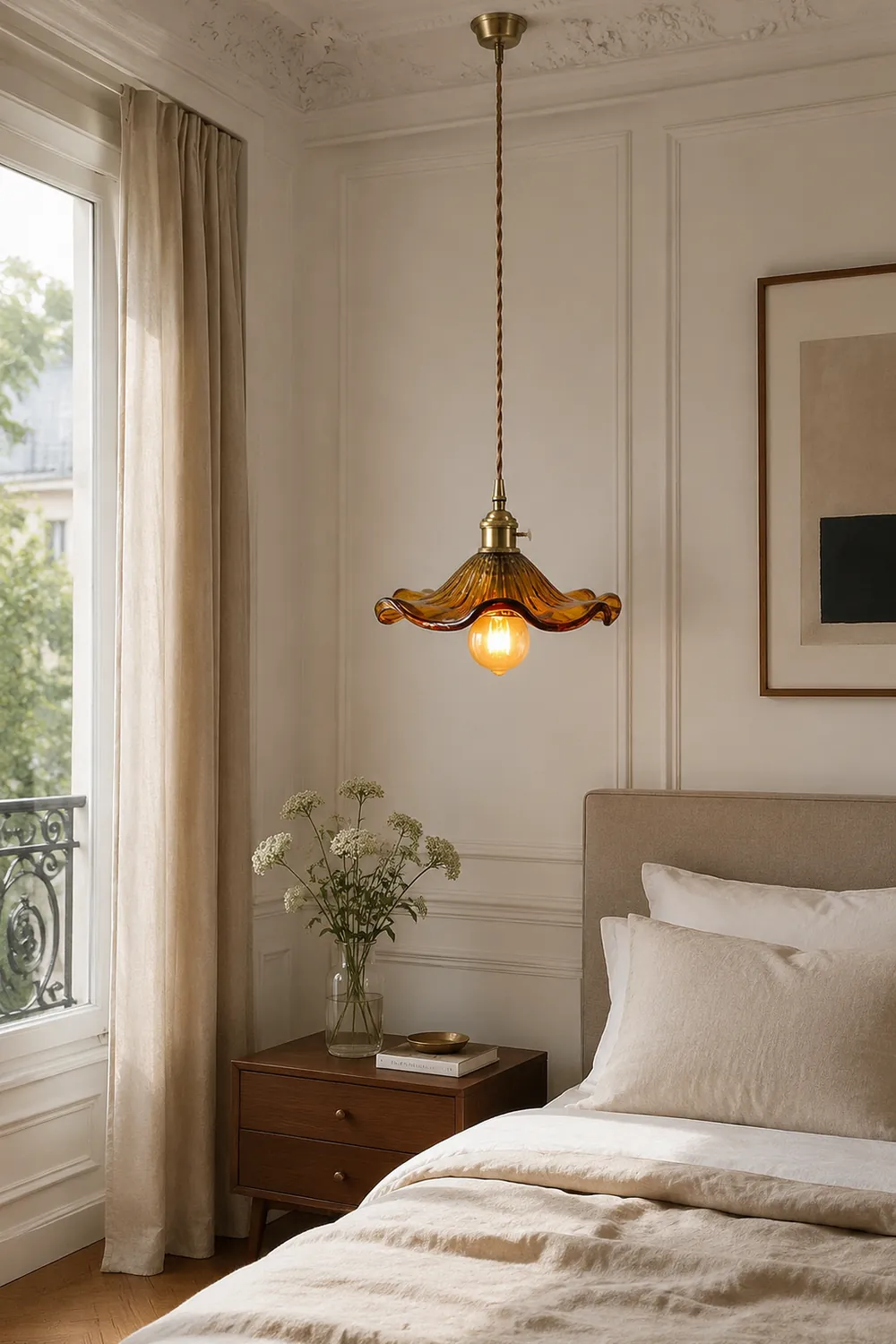 Stylish Hibiscus Flower Glass Pendant Light - Lumpaz