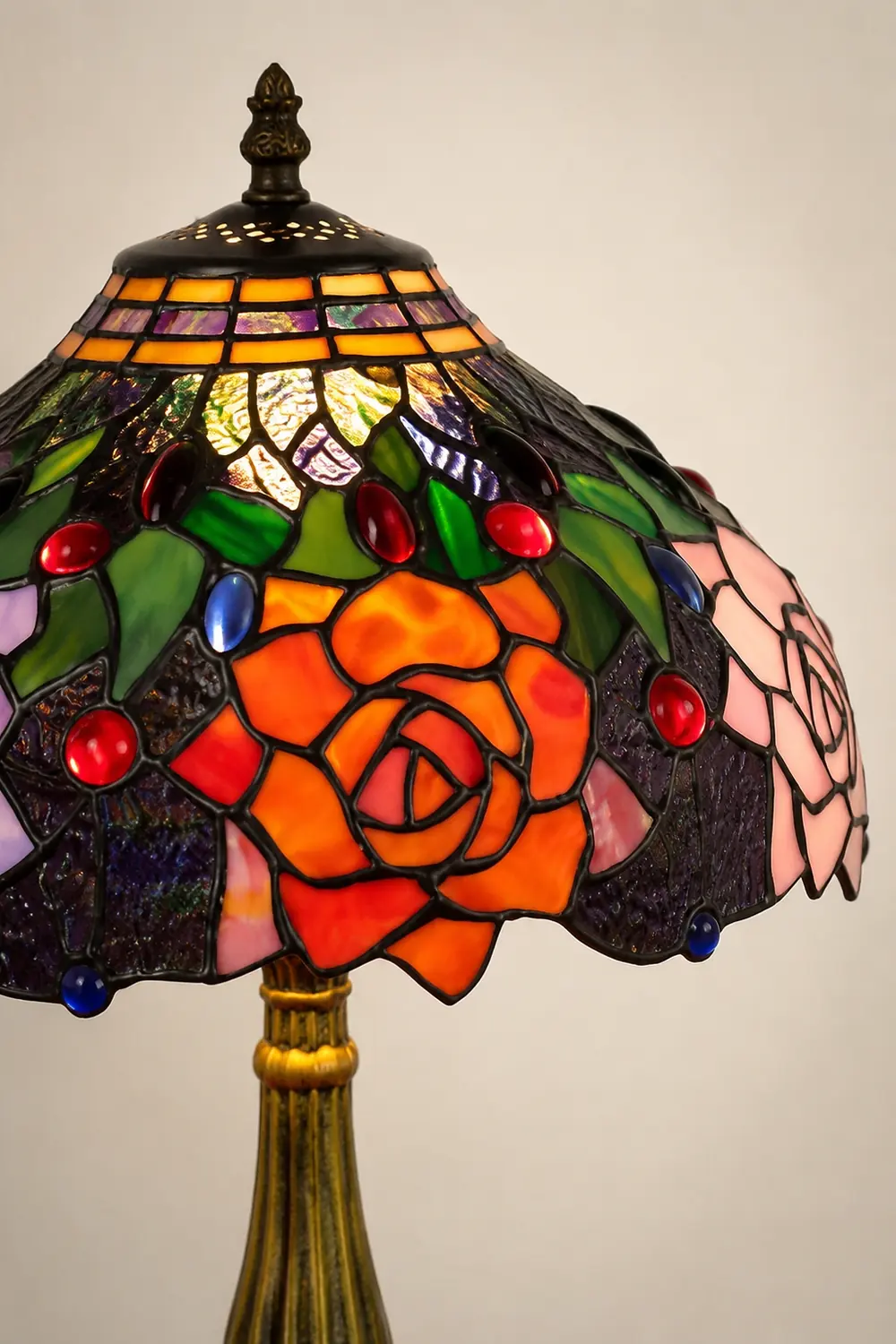 Alessio Design Bunt LED Tischlampe mit Kuppelschirm Wohn/Schlafzimmer Metall&Glas - Lumpaz