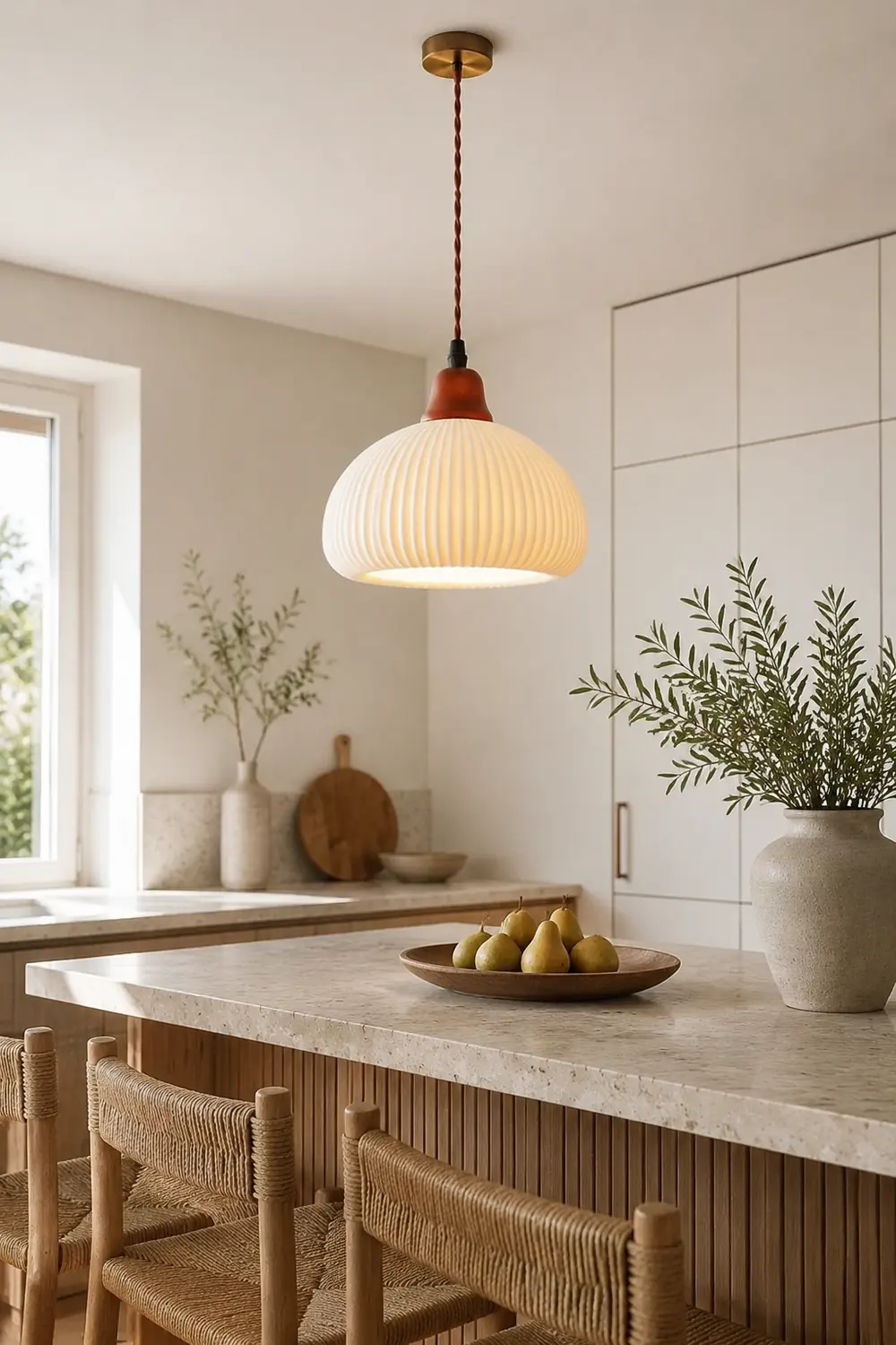 Vintage Nordic Ceramic White Pendant Light For Dining Room - Lumpaz