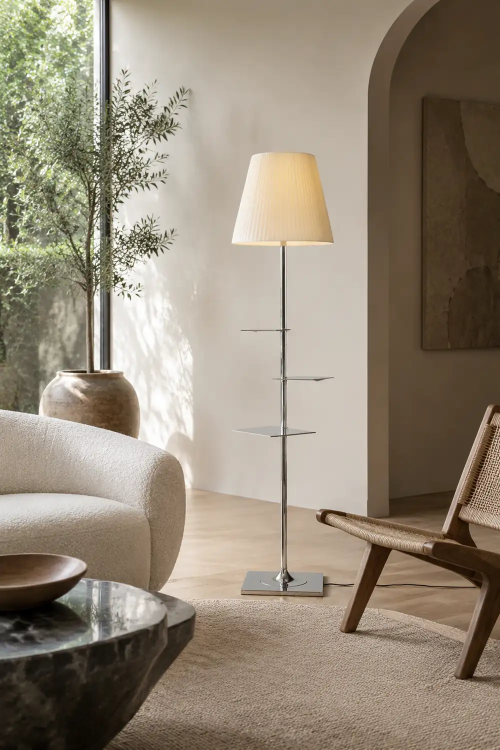 Chrome Prism Side Table Floor Lamp - Lumpaz